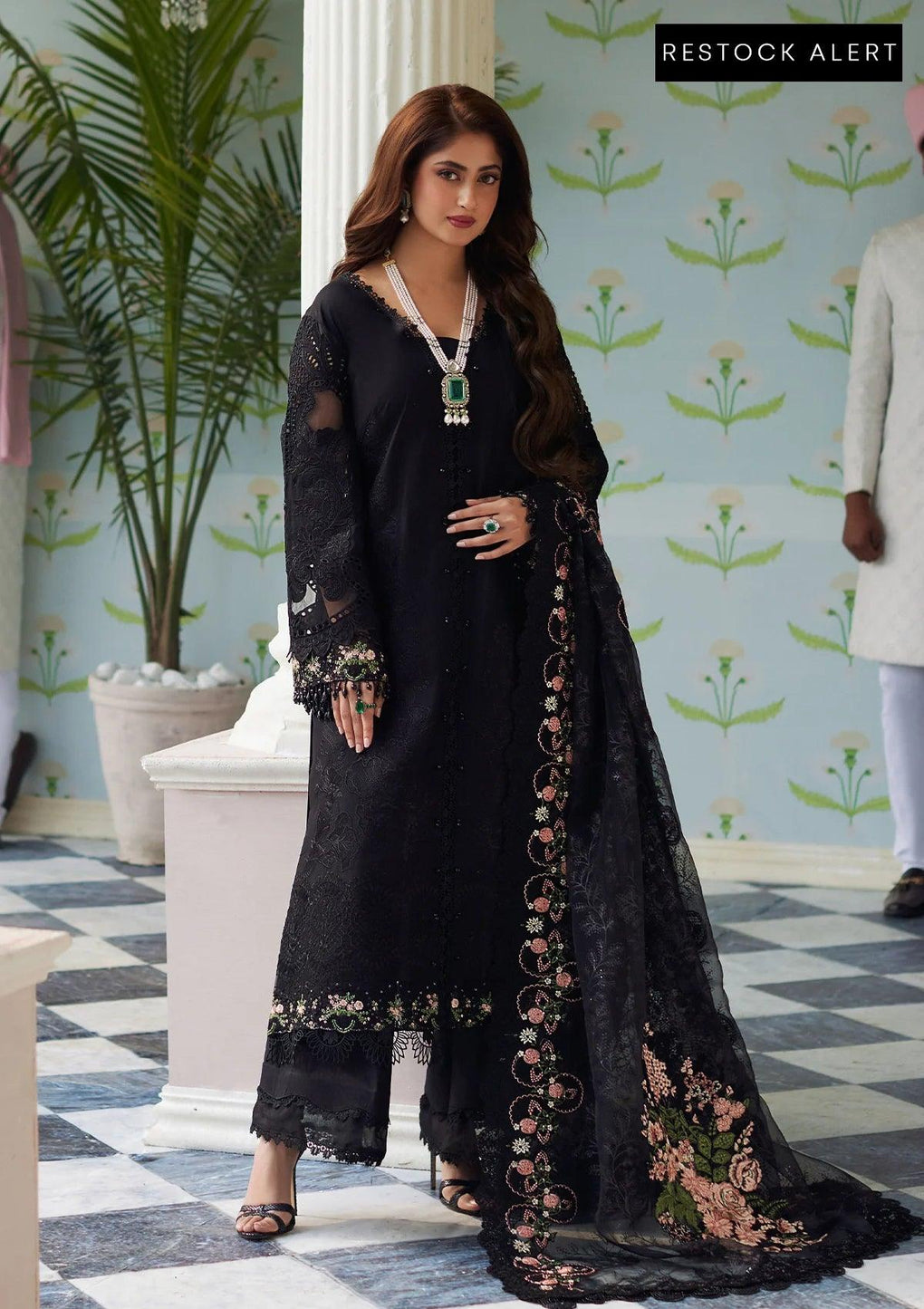 HAYA Festive Embroidered Lawn Dress with Embroidered & Foil Printed Organza Dupatta from ELAF's