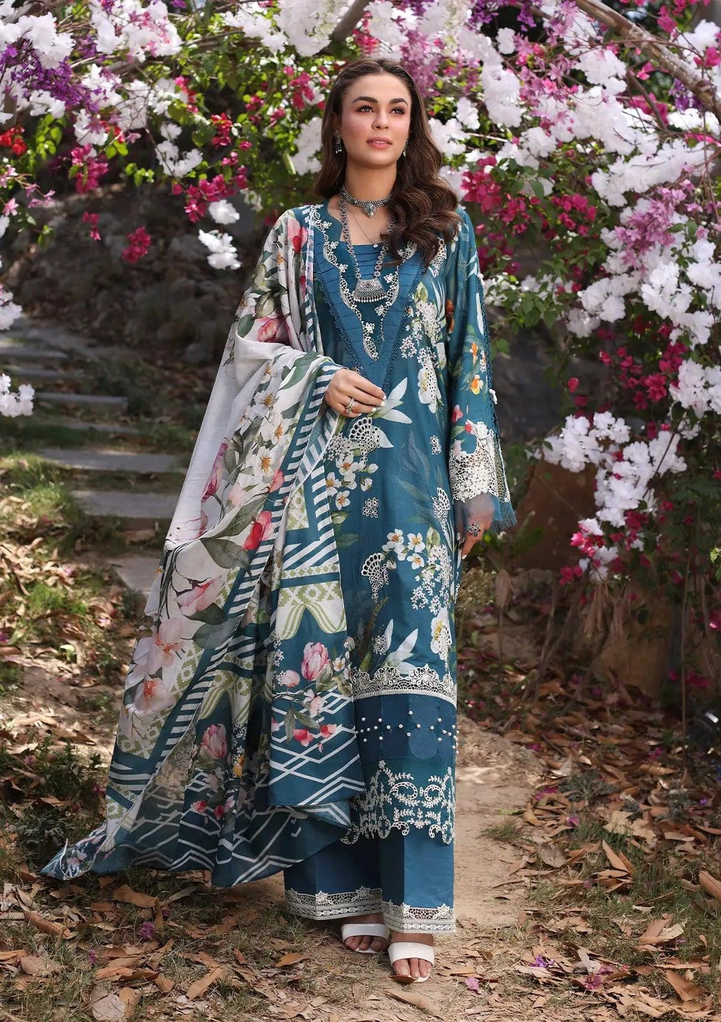 SERENITA Printed Chikankari Lawn and Digital Printed Voile Dupatta from ELAF's