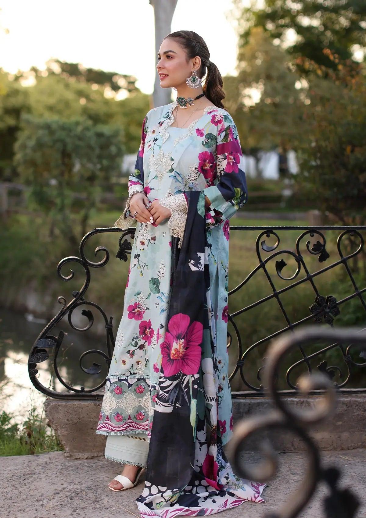 AQUABELLA Digital Printed Voile Dupatta from ELAF's "PRINT CHIKANKARI" 2024 Collection.