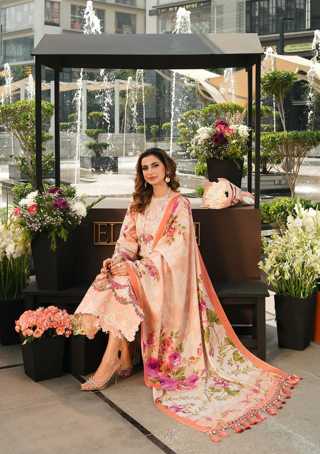 EMBROIDERED KHADDAR FRONT and PURE PASHMINA PRINTED SHAWL from Elaf Winter Pashmina Shawl Collection 2024