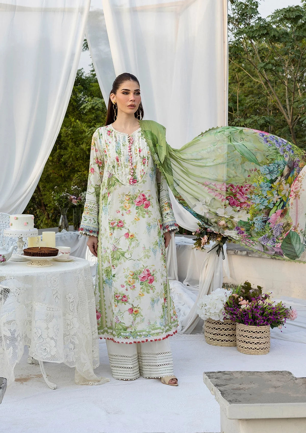 BLOSSOMEA wearing this beautiful dress FROM ELAF PRINTS WITH CHIFFON DUPATTA COLLECTION 2025.