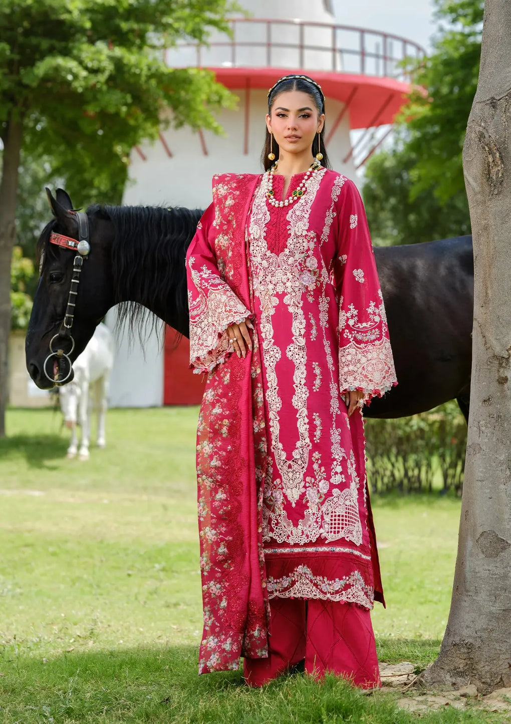 JULIET EMBROIDERED LAWN LASERWORK FRONT PANEL and EMBROIDERED ORGANZA DUPATTA from elaf LUXURY LAWN 2025 VOL 2