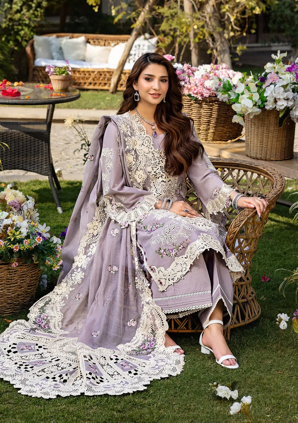 Elegent dress RAHA from ELAF Luxury Lawn 2025.