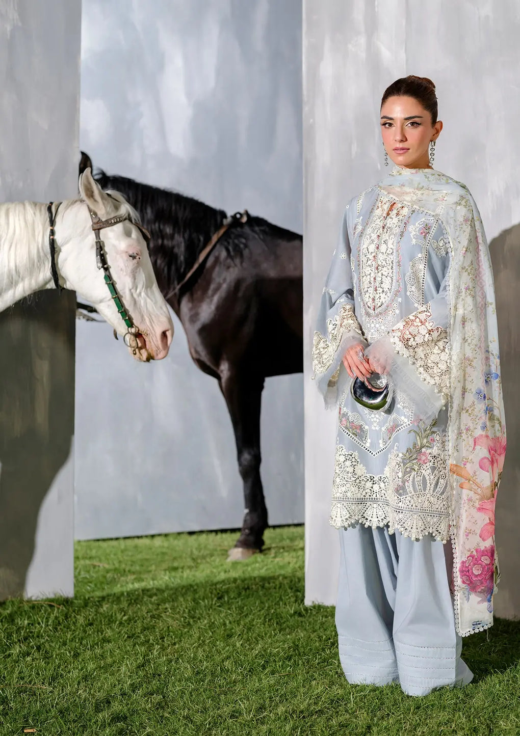 Elegent dress ISSABEL in soft Ice Blue color.