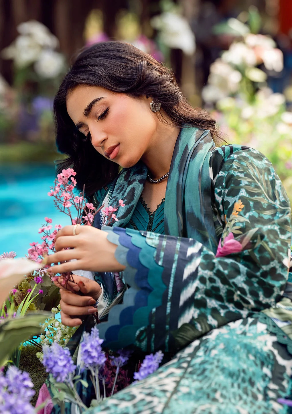 SABLE LUXE MULTI FLORALS WITH GREEN COLOR BASE.