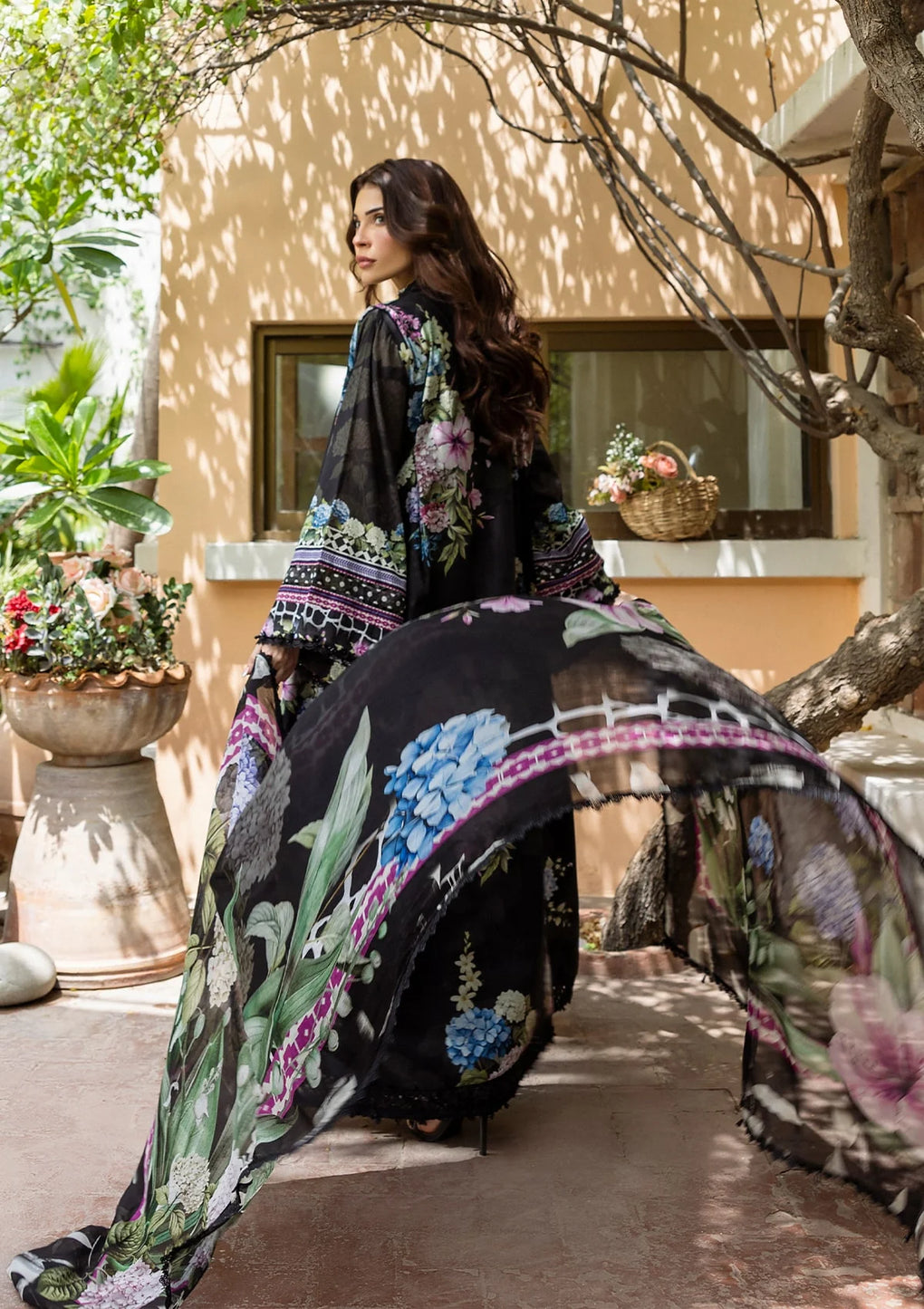 MIDNIGHT BLOOM wearing this beautiful dress FROM ELAF PRINTS WITH CHIFFON DUPATTA COLLECTION 2025.