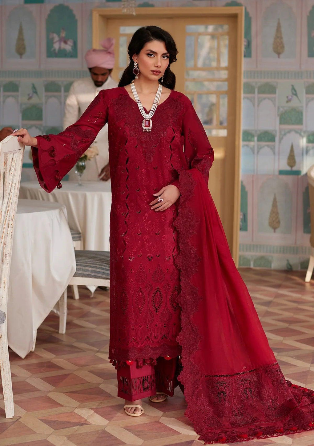 WAFA Embroidered Cotton Net Patched Dupatta from ELAF's