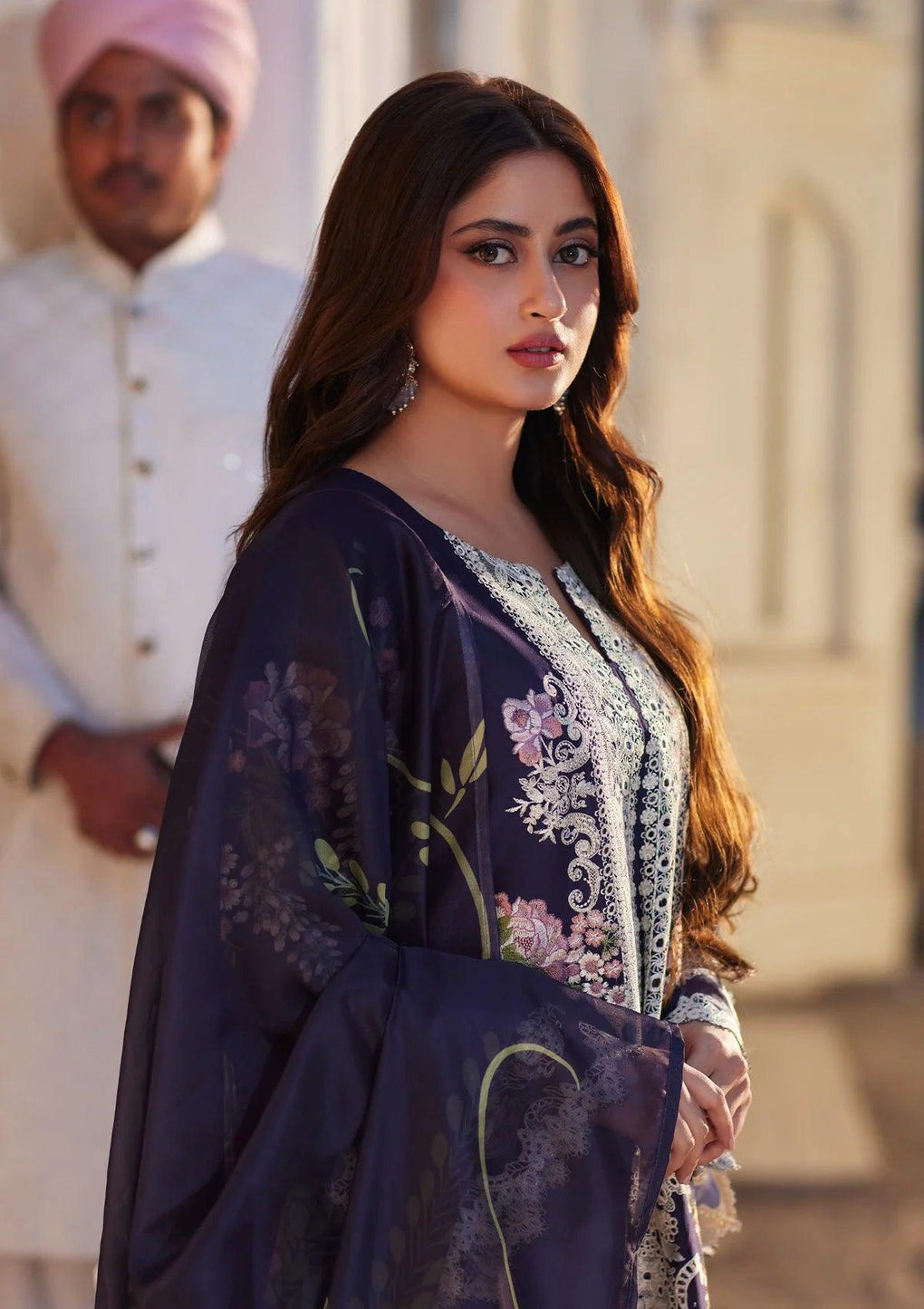 Close up image of YAZMIN beautiful Embroidered Lawn.