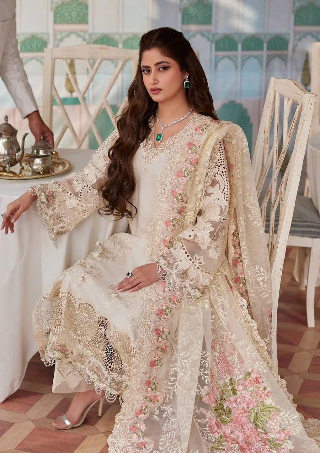 MOTIA dress with Embroidered Organza Dupatta Pallu Border from ELAF's