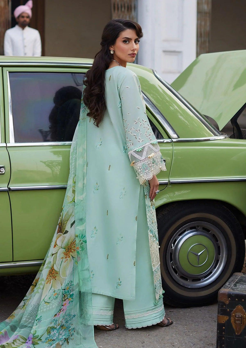 SIVANA aqua dress with Embroidered Lawn Back from ELAF's