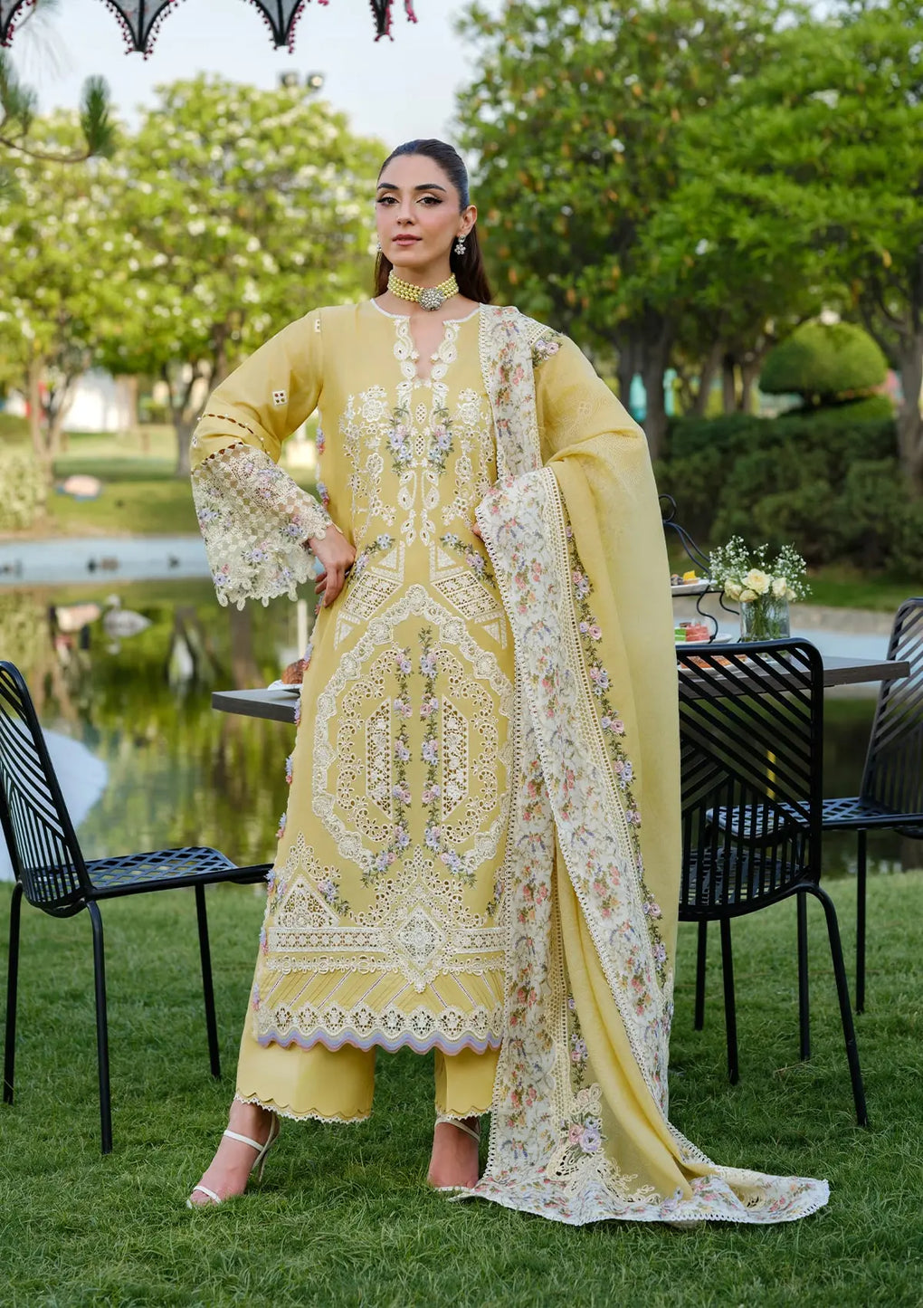 DANDELION wearing this beautiful dress from ELAF LUXURY LAWN 2025 VOL 2