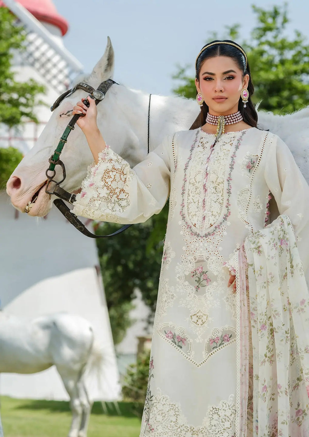 Elegent dress WHITE EMPRESS in soft Off White color.