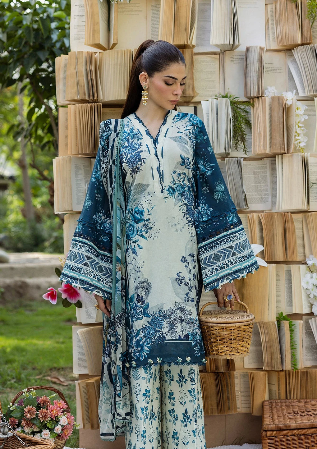 Elegant dress FLOREYA FROM ELAF PRINTS WITH CHIFFON DUPATTA COLLECTION 2025.