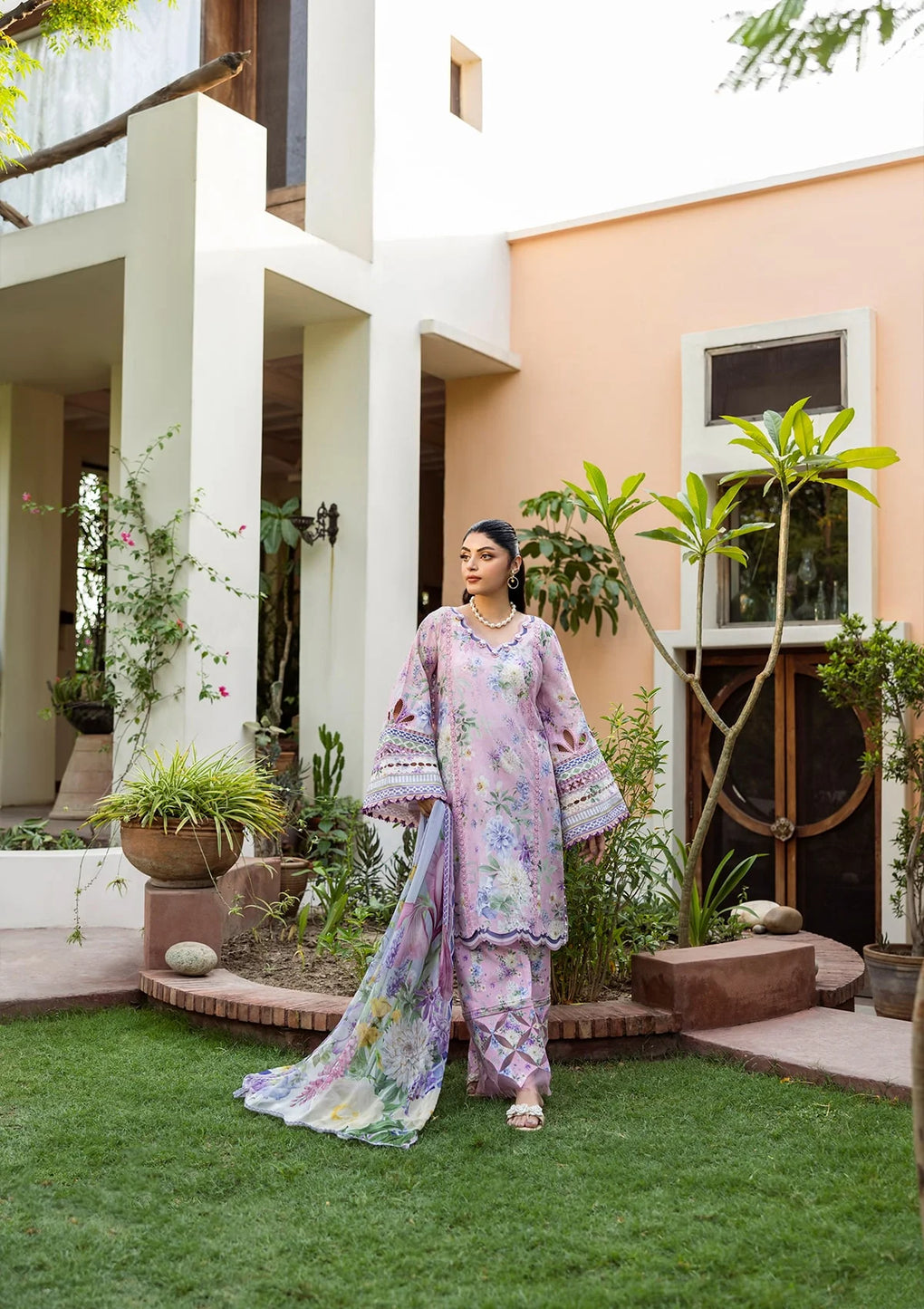 Another front image of beautiful WISTERIA FROM ELAF PRINTS WITH CHIFFON DUPATTA COLLECTION 2025.