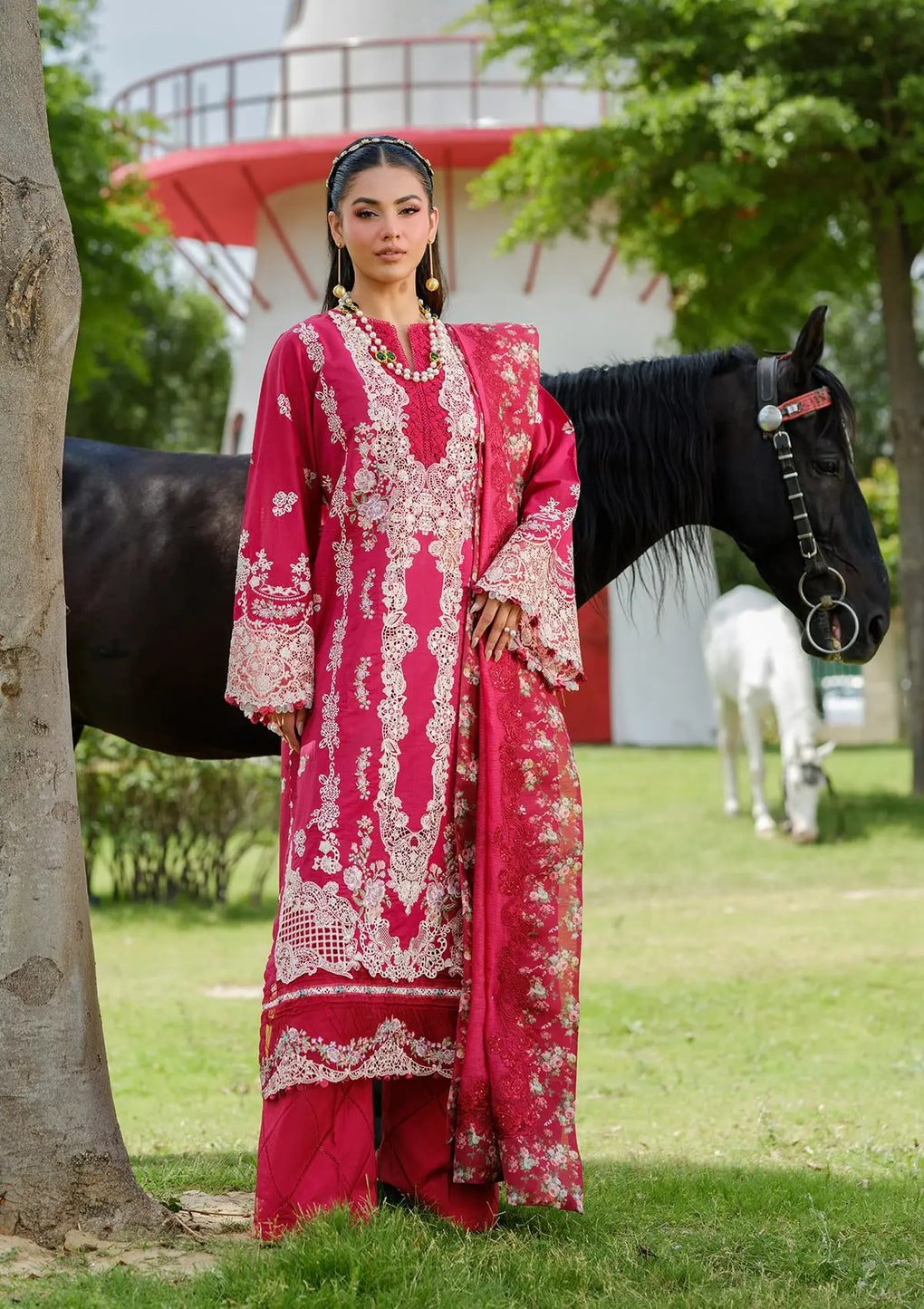 Elegent dress JULIET in gorgeous maroon color from ELAF LUXURY LAWN 2025 VOL 2