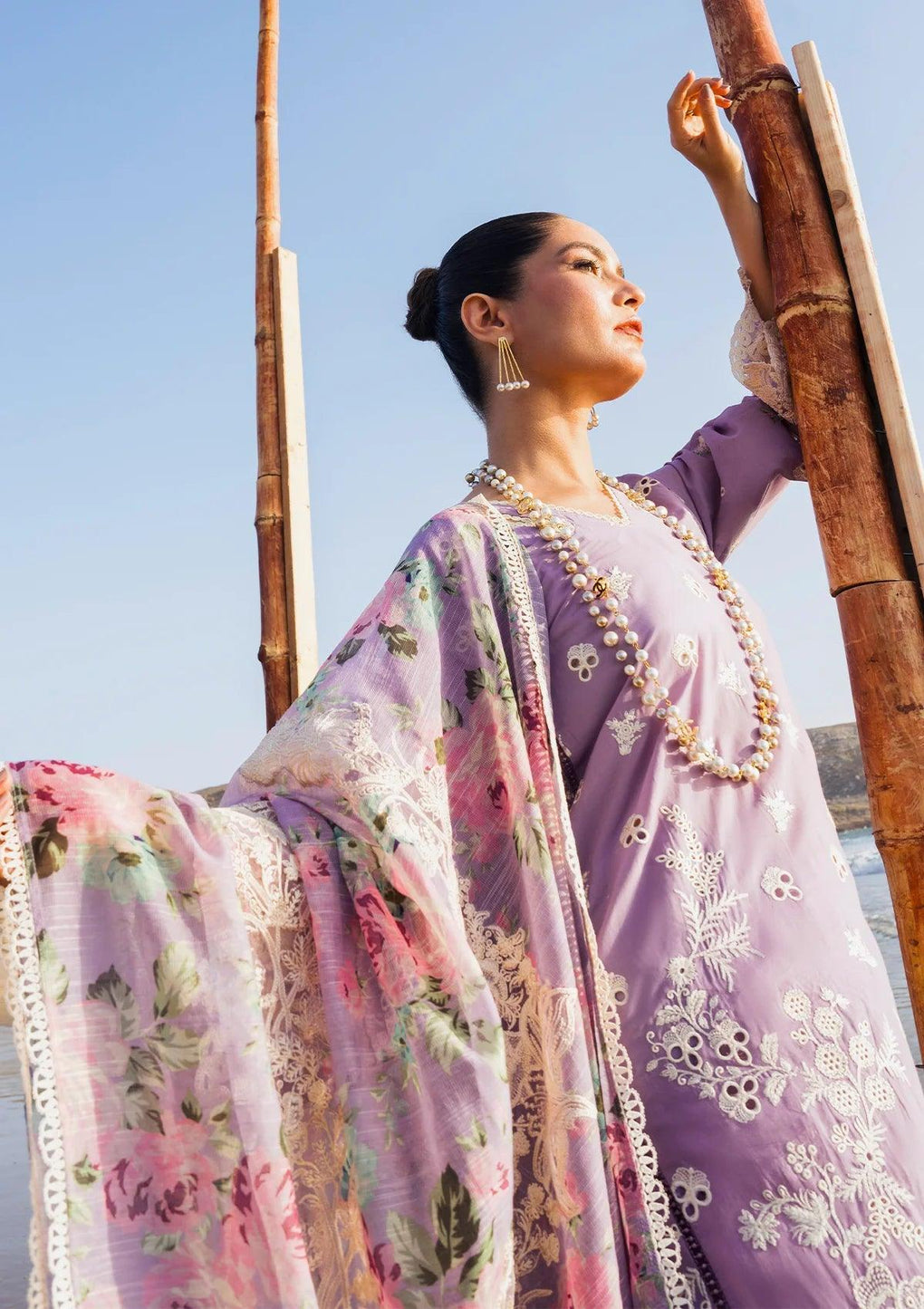 Banafsha Luxury Embroidered Lawn Dress with embroidered Lawn Front and embroidered Organza Dupatta from ELAF's 'HAI KUCH' Festive Lawn 2024 Collection