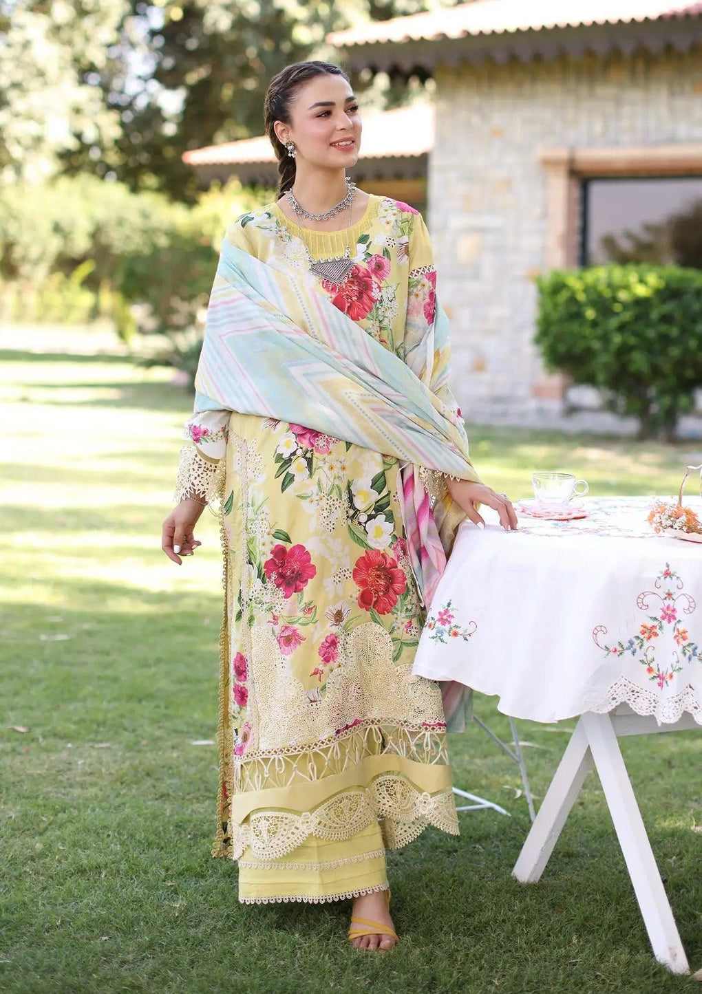 SUNSHINE BOUQUET Digital Printed Voile Dupatta from ELAF's