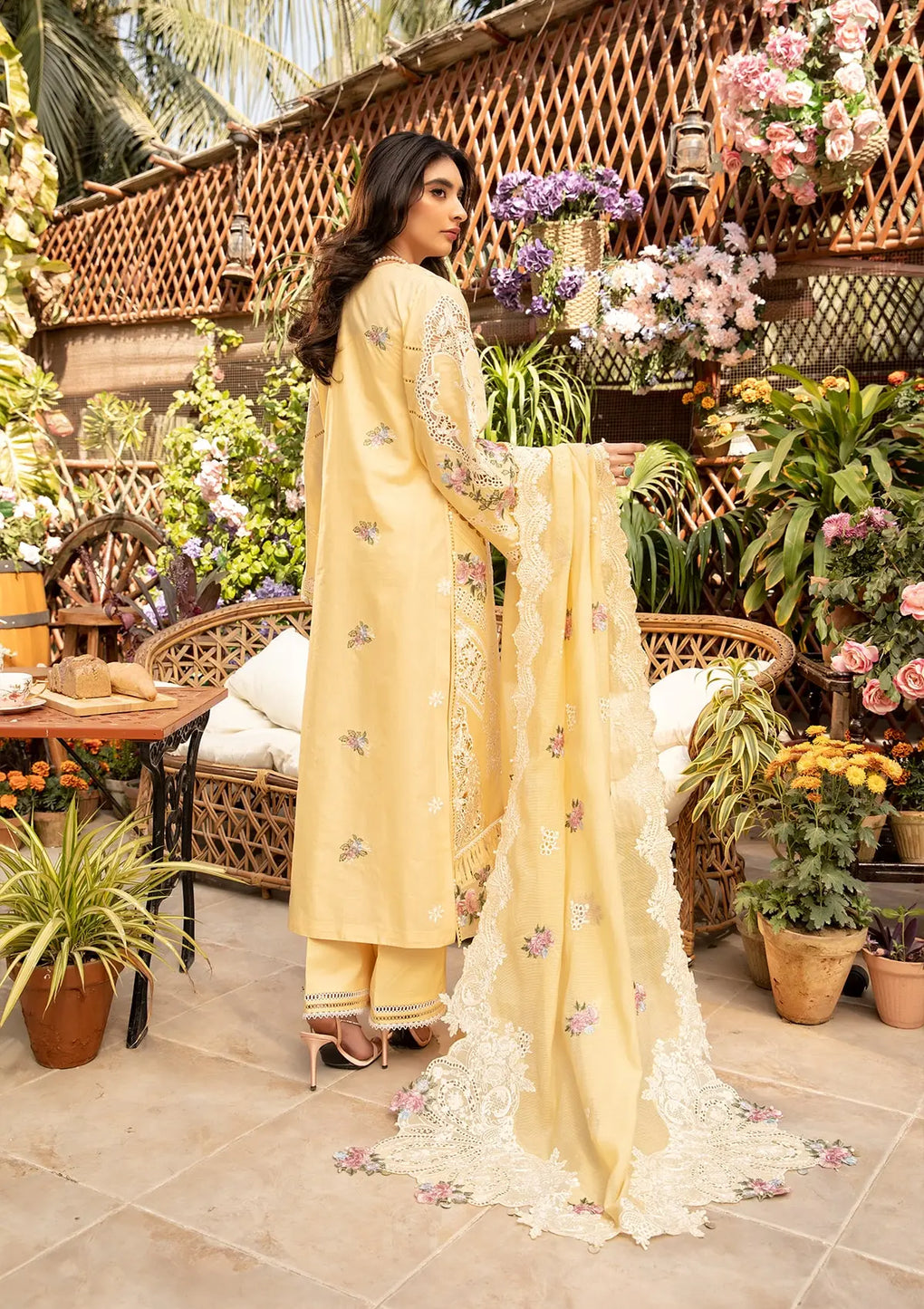Beautifully designed EMBROIDERED COTTON NET PATCHED DUPATTA.