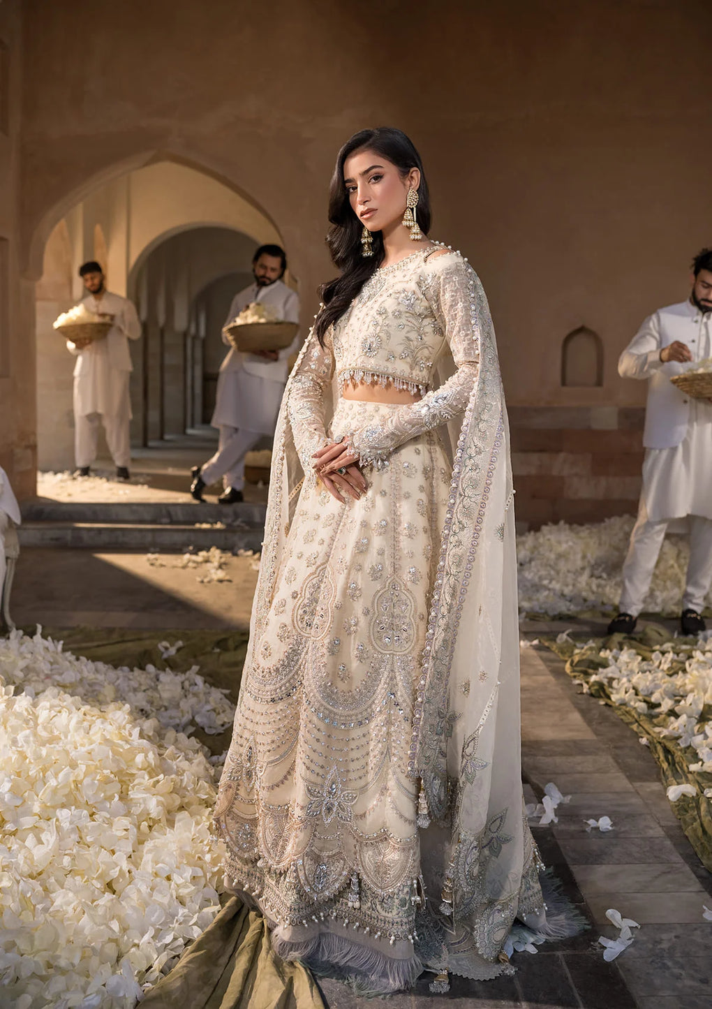 PARIZAAD in sofisticted off white color showing Embroidered Organza Hand Embellished Front Kalli