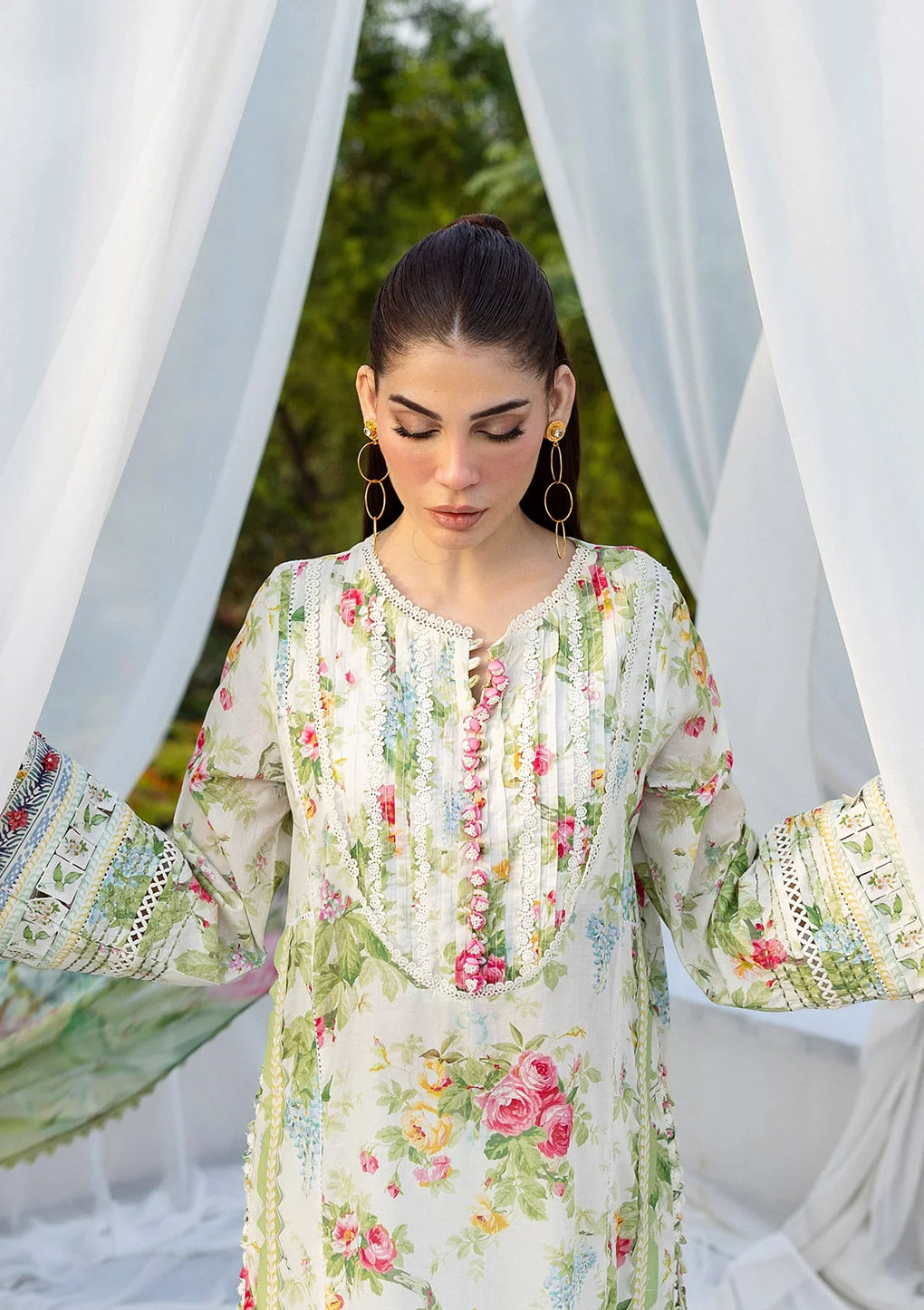 Elegant dress BLOSSOMEA FROM ELAF PRINTS WITH CHIFFON DUPATTA COLLECTION 2025.