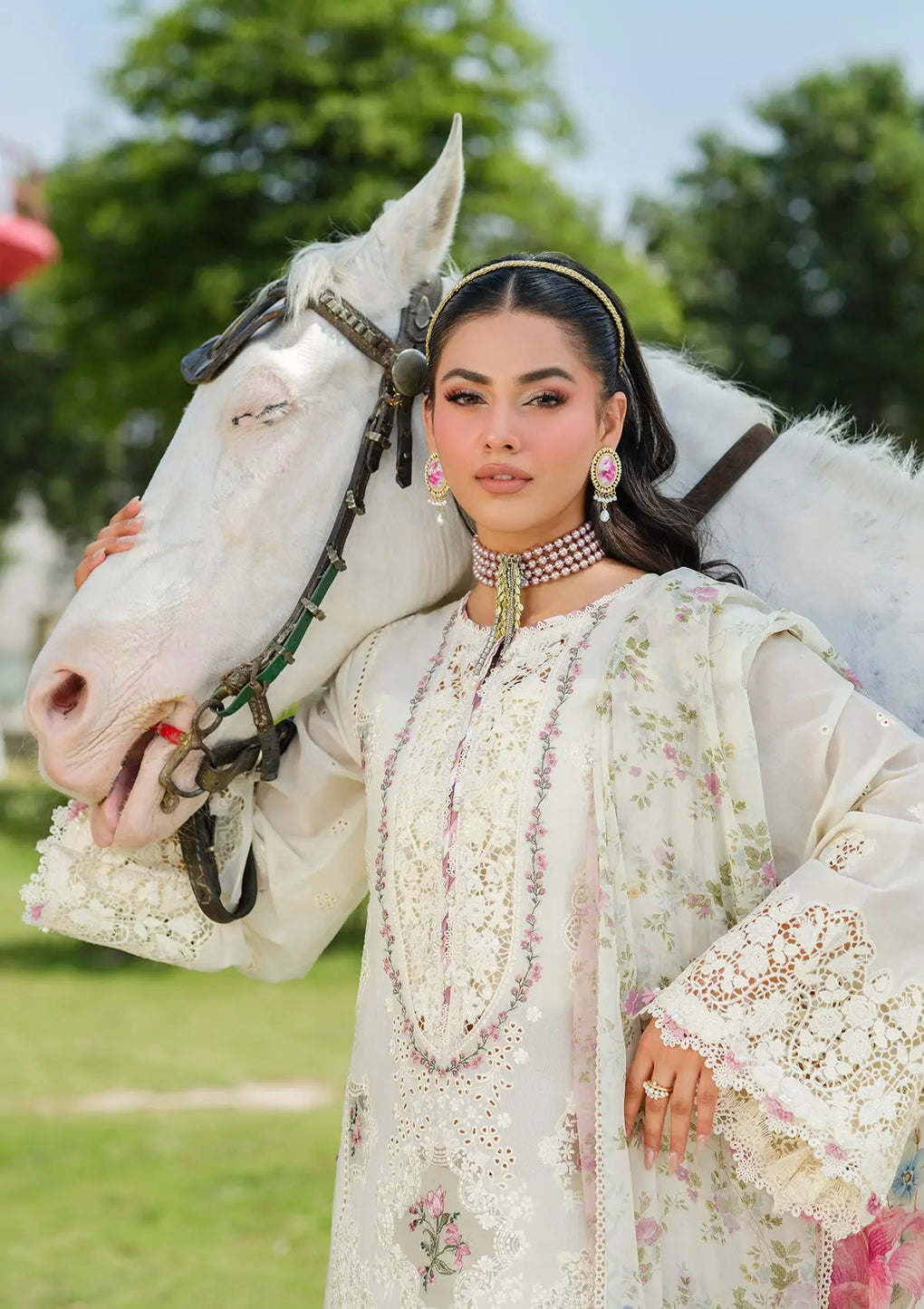 WHITE EMPRESS EMBROIDERED LAWN LASERWORK FRONT from ELAF LUXURY LAWN 2025 vol 2