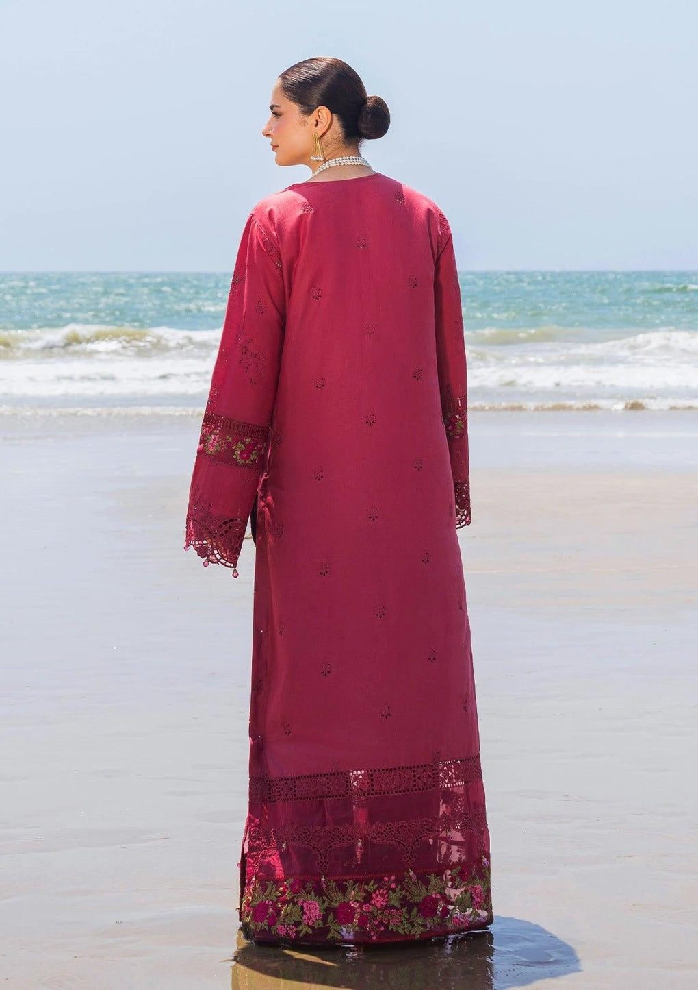 Naaz Luxury Embroidered Lawn ruby Dress, from ELAF's 'HAI KUCH' 2024 Collection.