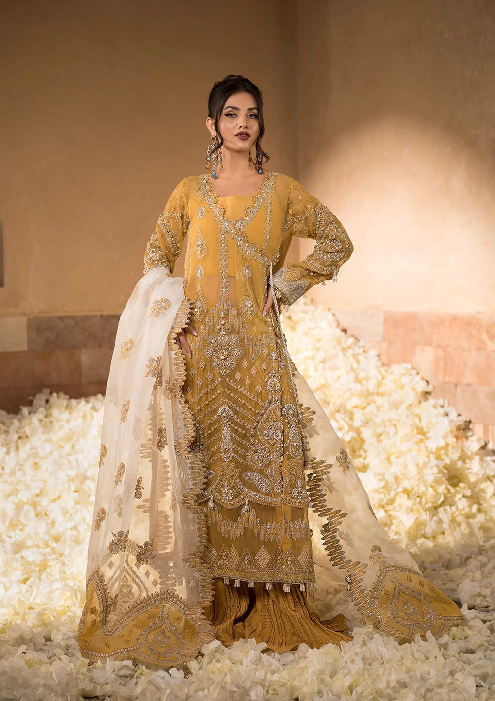 Embroidered Organza Hand Embellished Front and Embroidered Organza Dupatta from CELEBRATIONS BY ELAF 2024