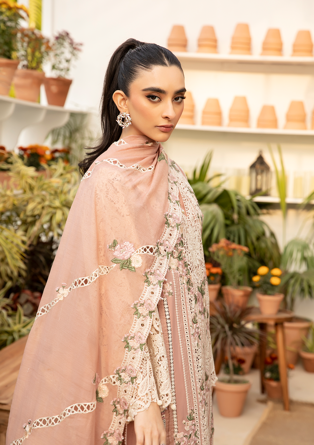 Beautiful EMBROIDERED COTTON NET DUPATTA.
