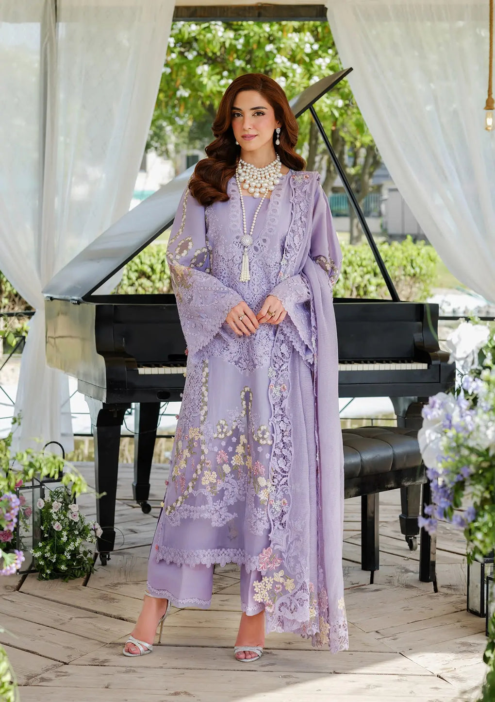PARIS HUES EMBROIDERED LAWN LASERWORK FRONT CENTER PANEL AND EMBROIDERED ORGANZA DUPATTA BORDER from ELAF LUXURY LAWN 2025 VOL 2
