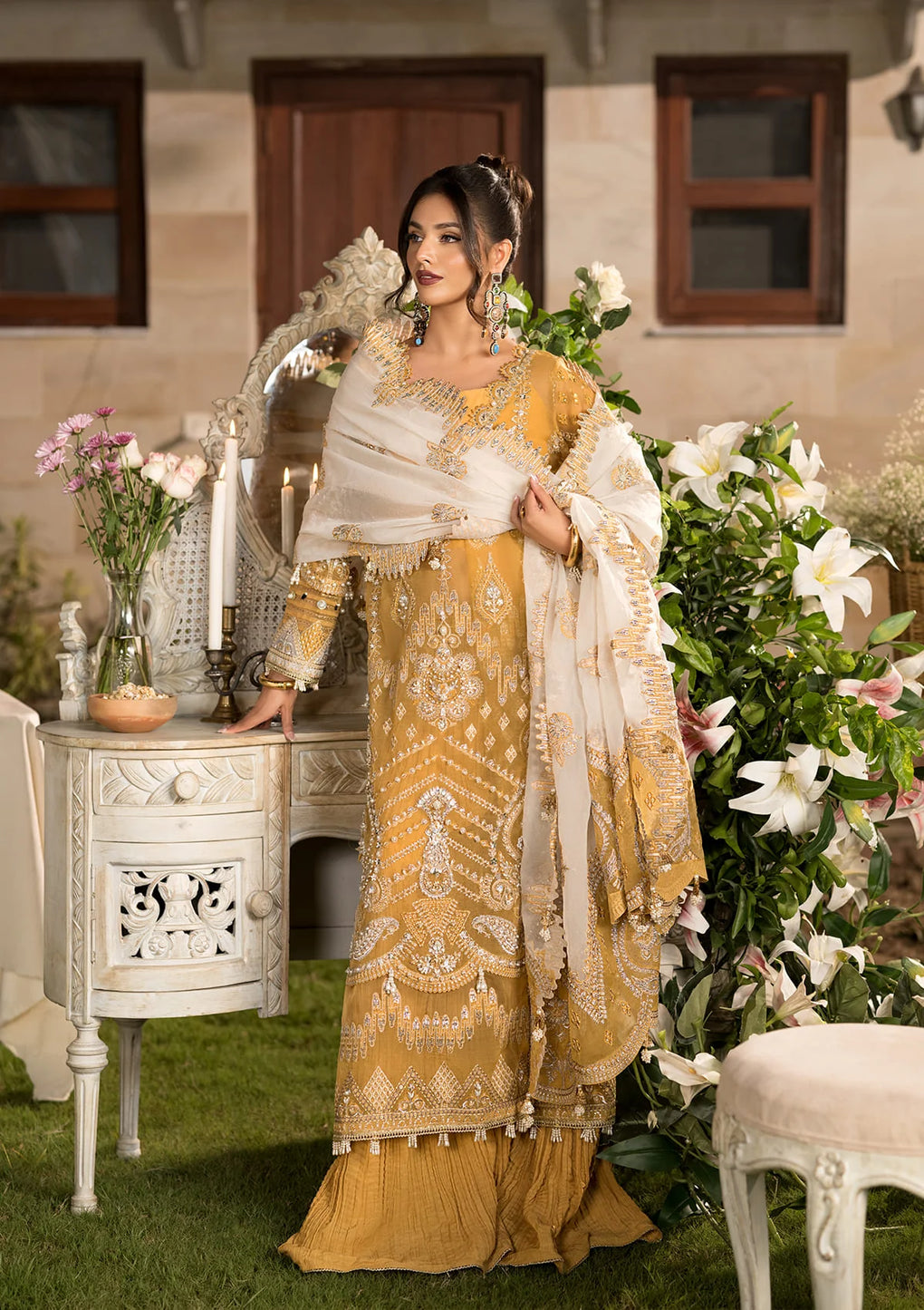 Another front image of SAHAR showing Embroidered Organza Hand Embellished Front