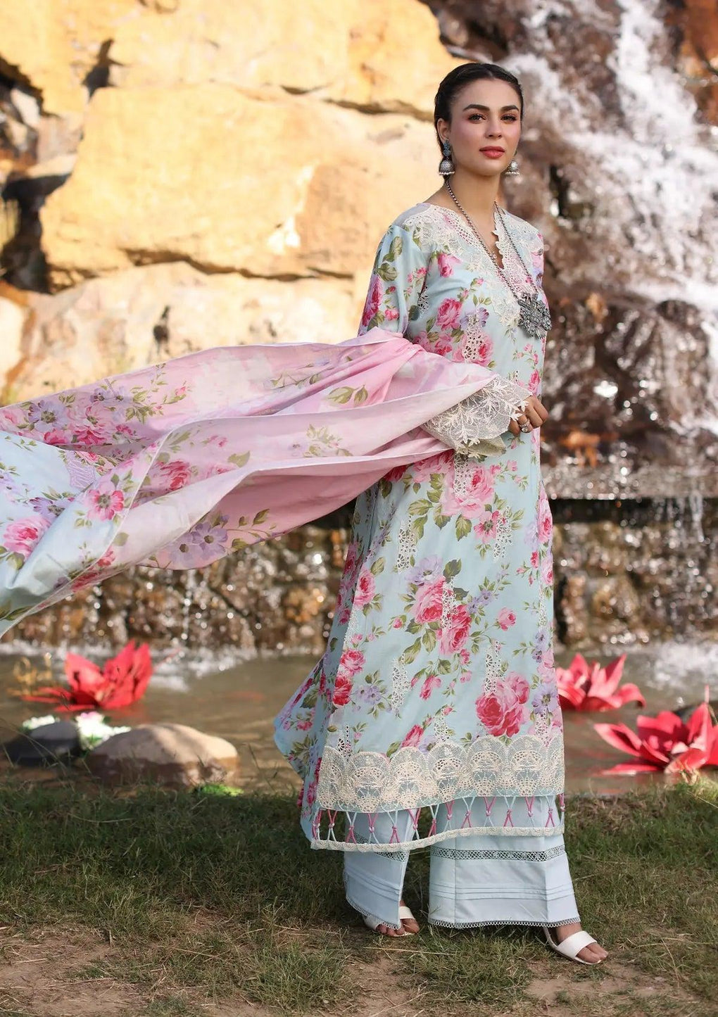 GLACIELLA Printed Chikankari Lawn and Digital Printed Voile Dupatta from ELAF's