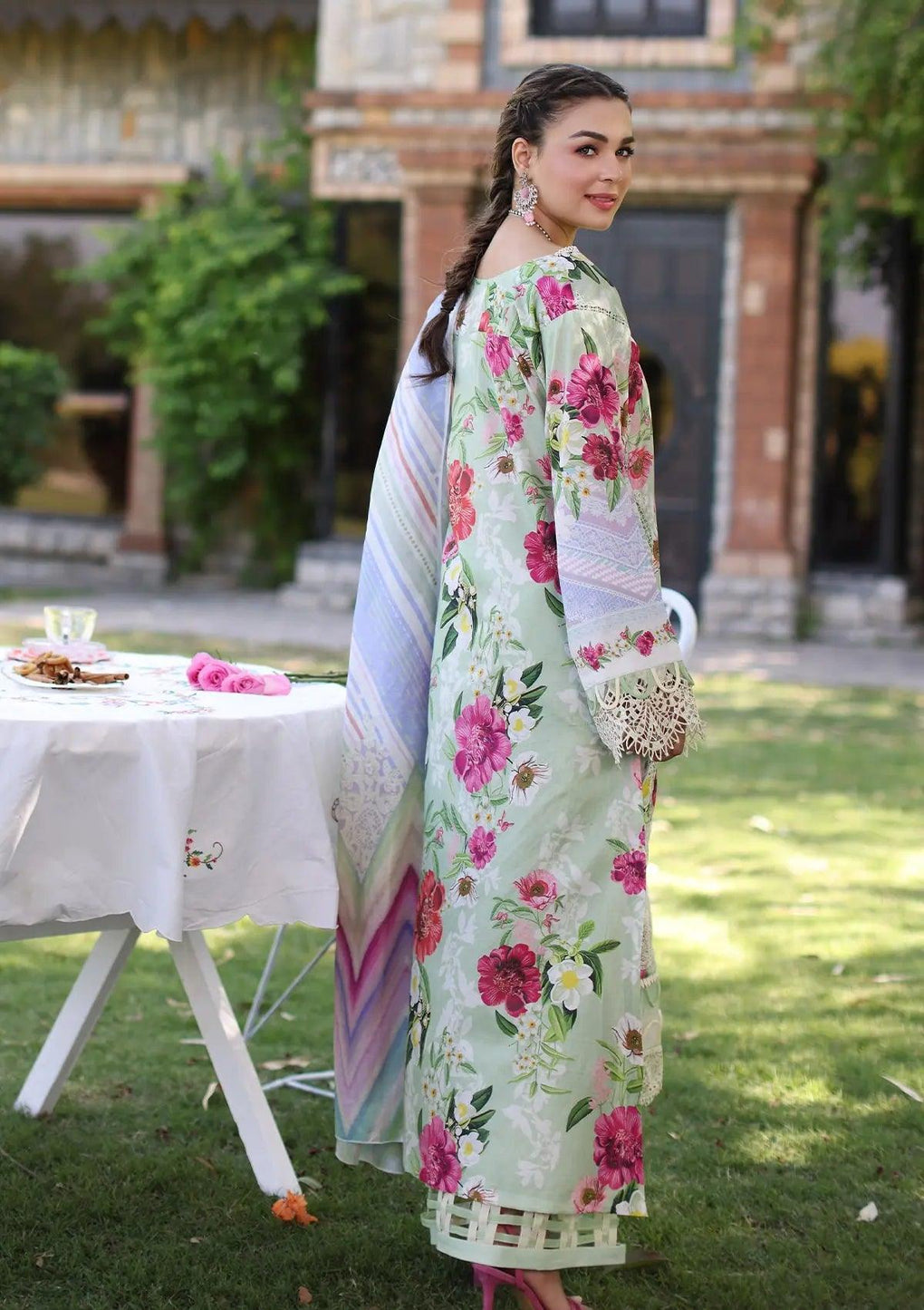 OASIS Printed Chikankari Lawn wearing this beautiful dress from ELAF's