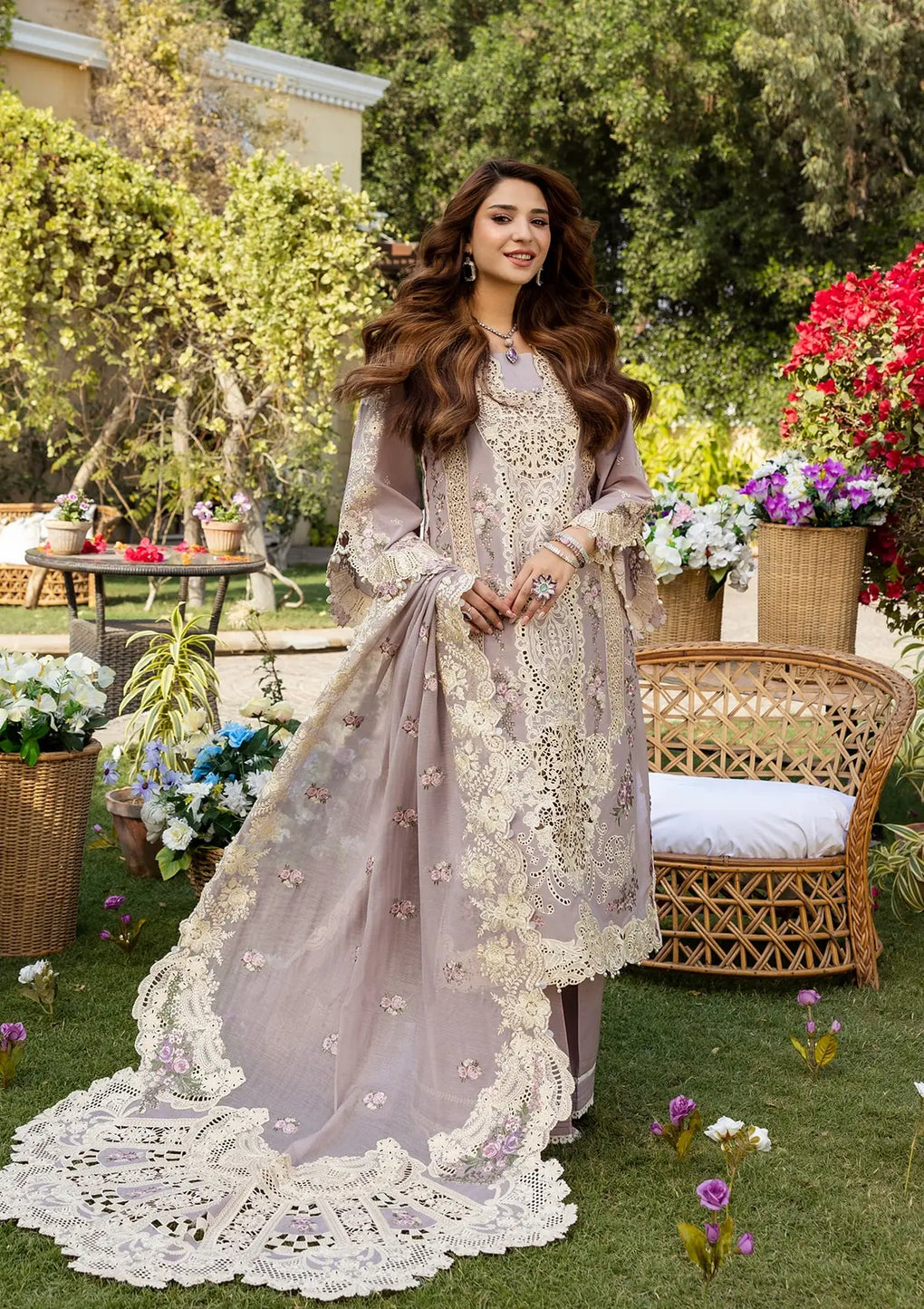 Elegent dress RAHA from ELAF Luxury Lawn 2025.