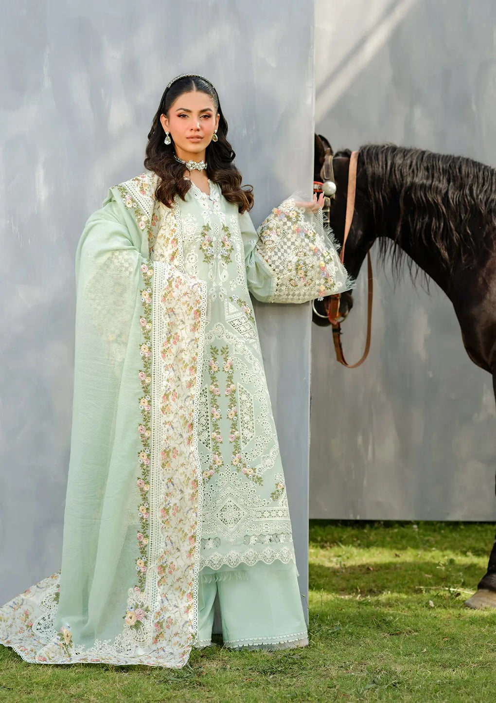 Elegent dress FROSTEL in Mint Green color.