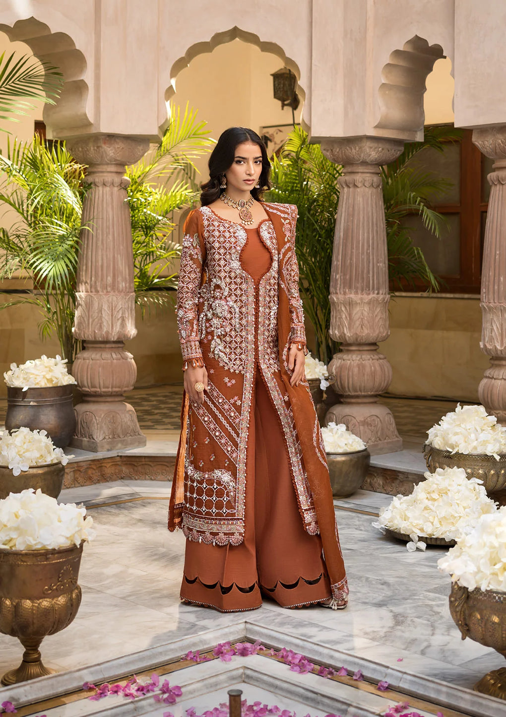 Another front image of SHAHANA showing Embroidered Organza Hand Embellished Laser Cut Front Kalli