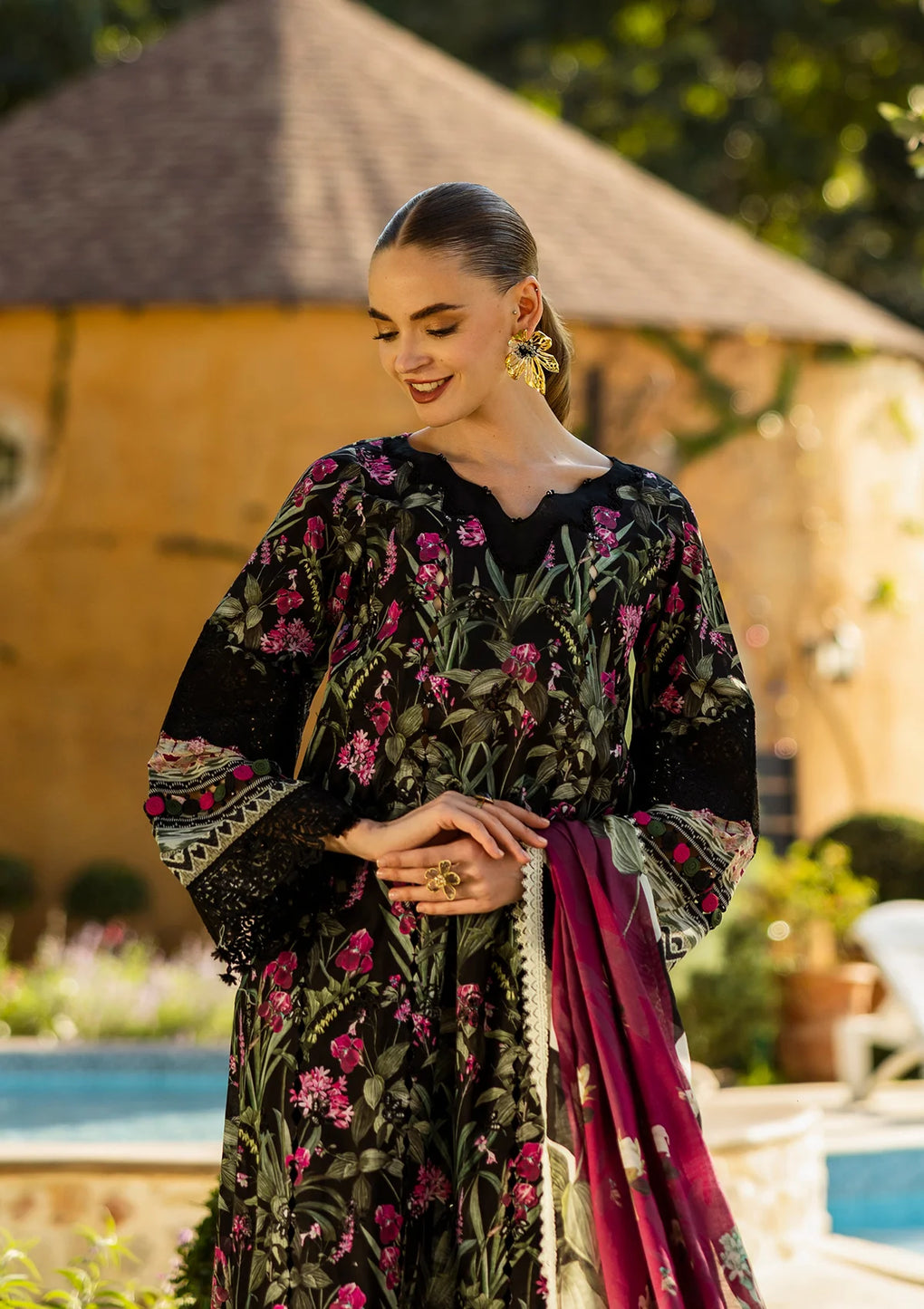 Elegent dress VISTA from ELAF Print Chikankari