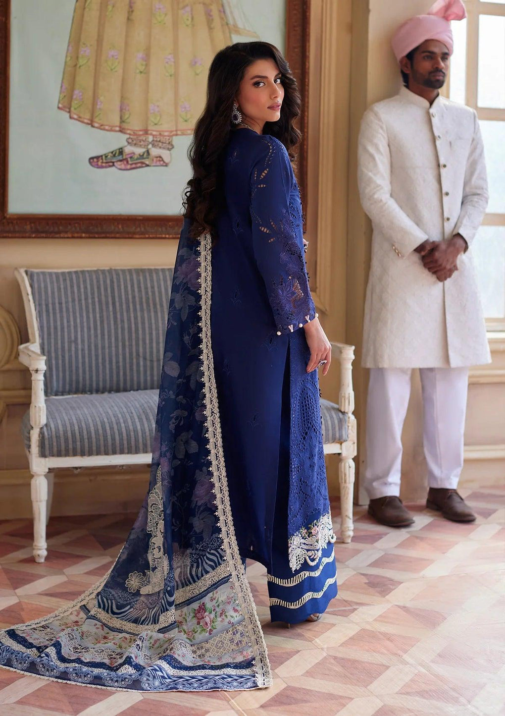 YALINA Embroidered & Sublimation Printed Monark Patched Dupatta from ELAF's
