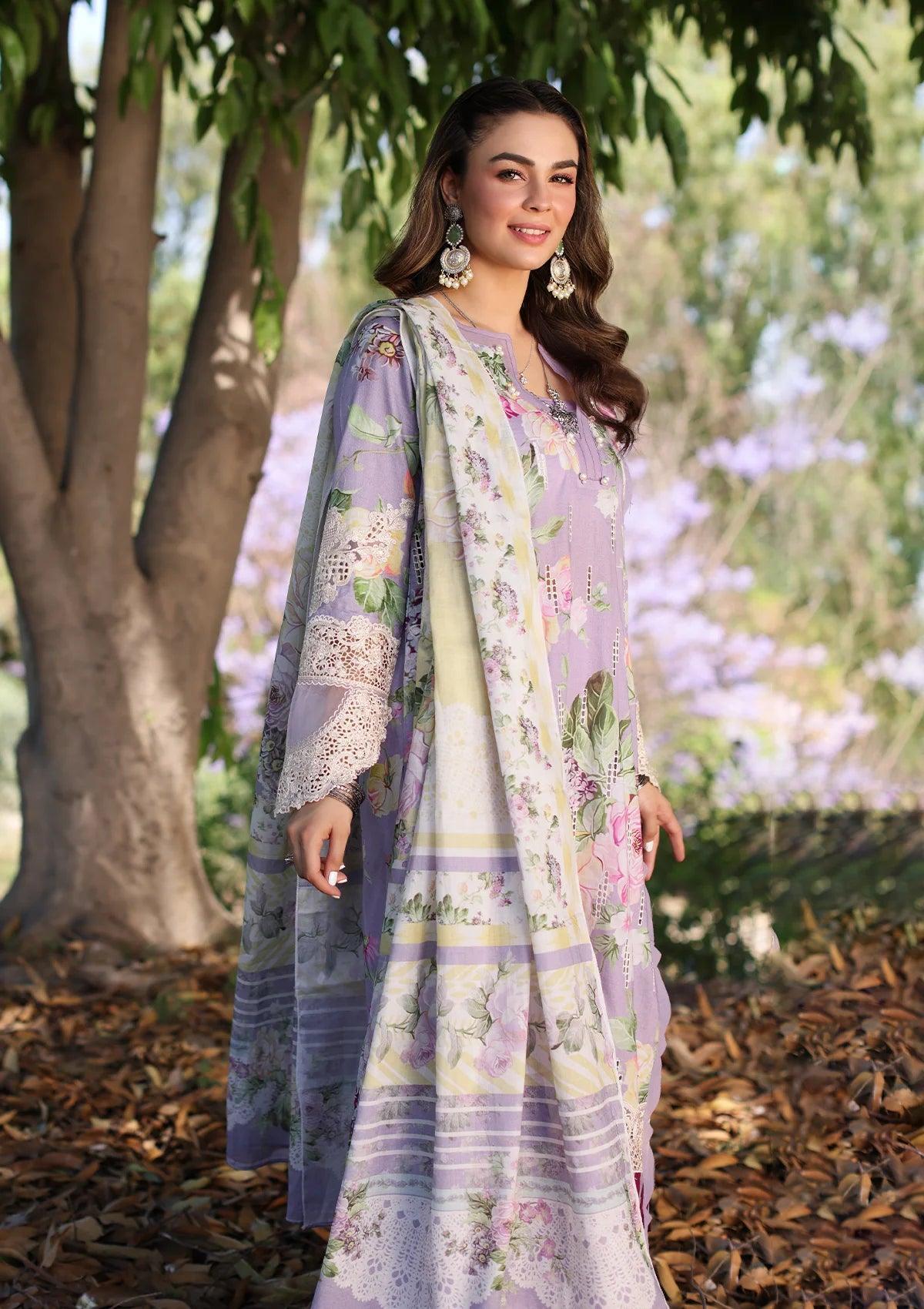LILAC L’AMOUR lilac dress with multicolor floral prints from ELAF's "PRINT CHIKANKARI" 2024 Collection. 