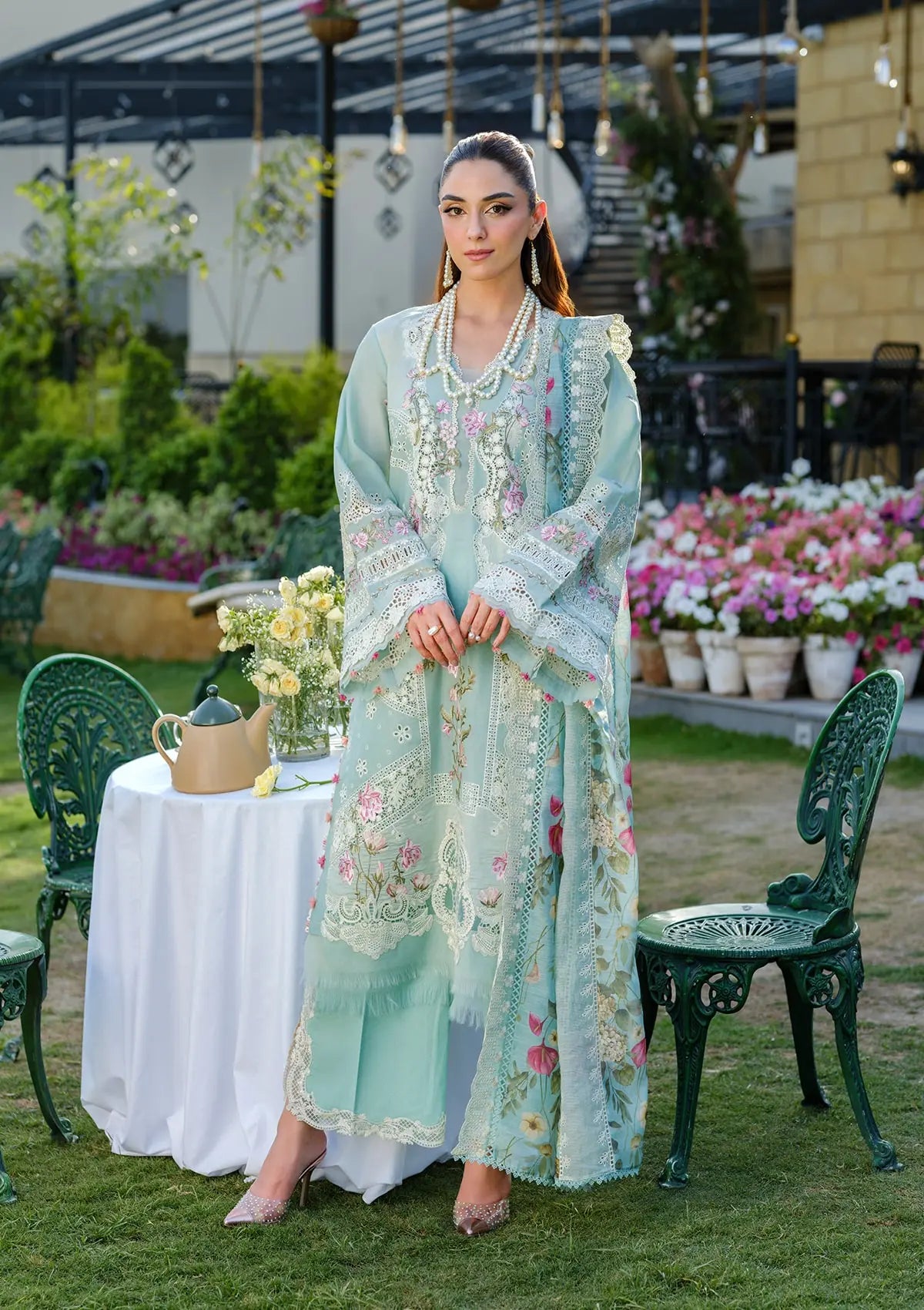 ZOYA EMBROIDERED LAWN APPLIQUE & LASERWORK FRONT PANEL and EMBROIDERED COTTON NET DUPATTA from ELAF LUXURY LAWN 2025 VOL 2