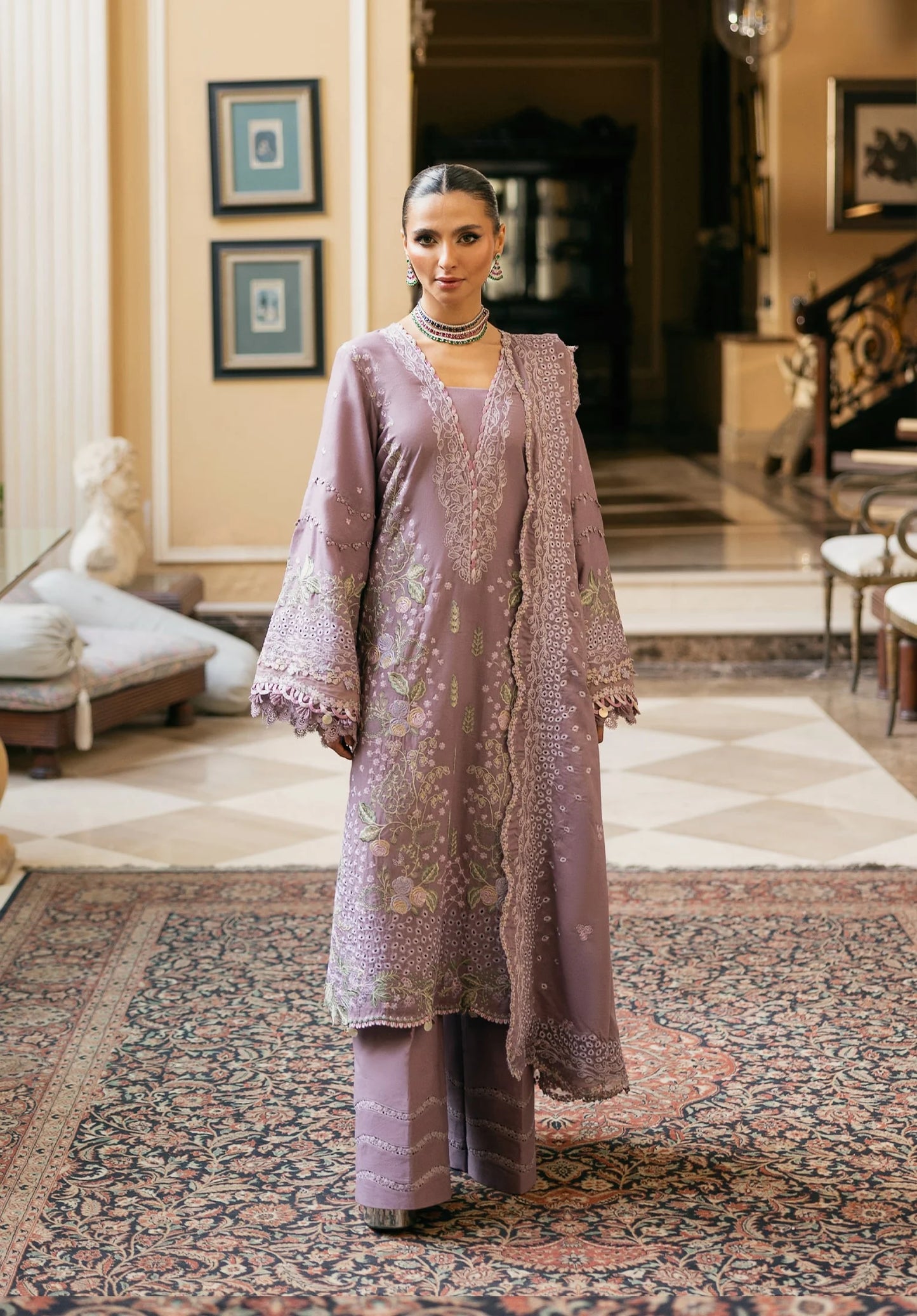 LILIQUE in EMBROIDERED KARANDI FRONT and EMBROIDERED KARANDI SHAWL 