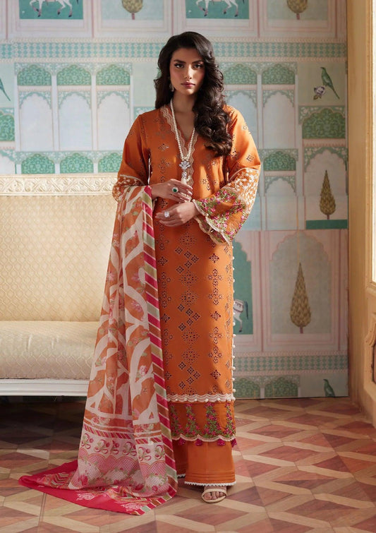 ELNAZ Festive Embroidered Lawn Dress with Schiffli Lawn Front from ELAF's "EID EDIT" 2024 Collection.