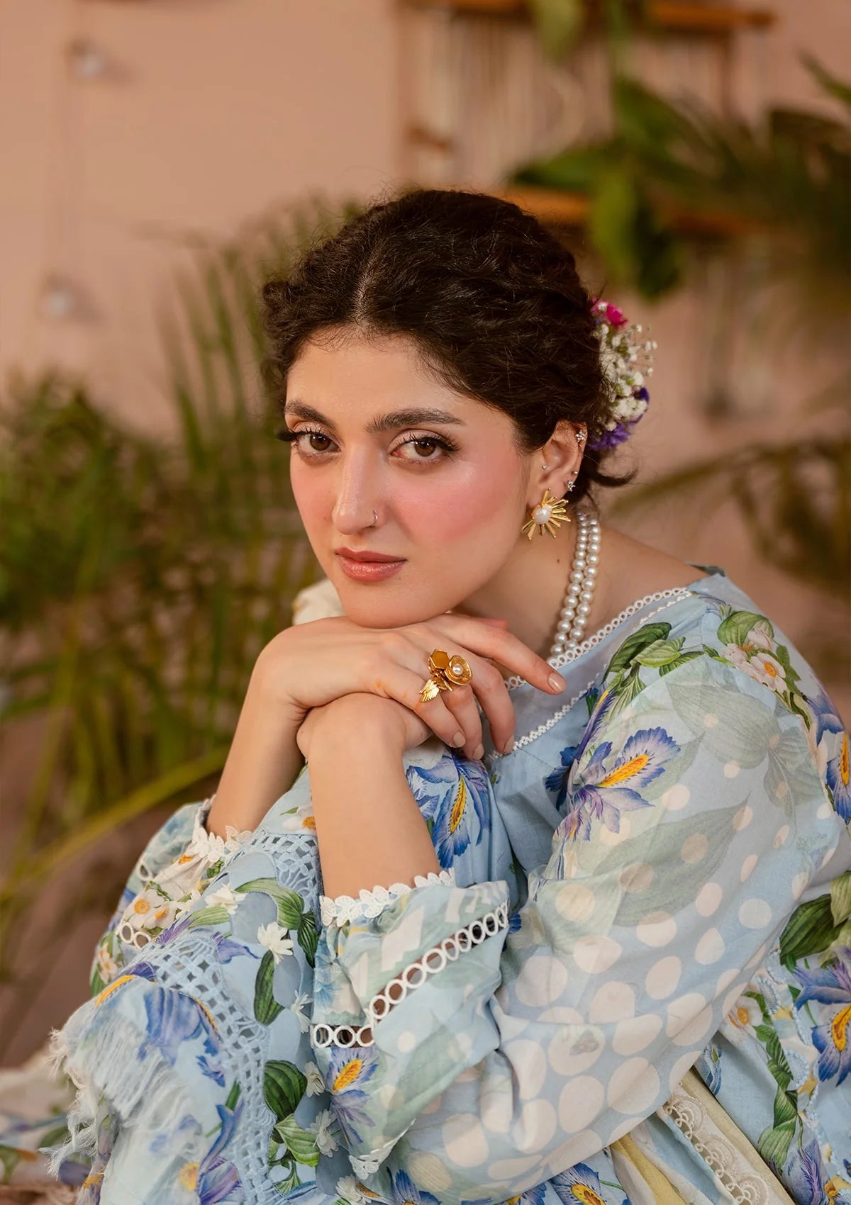 Close up image of SERENE FLEUR DIGITAL PRINTED LAWN DRESS.