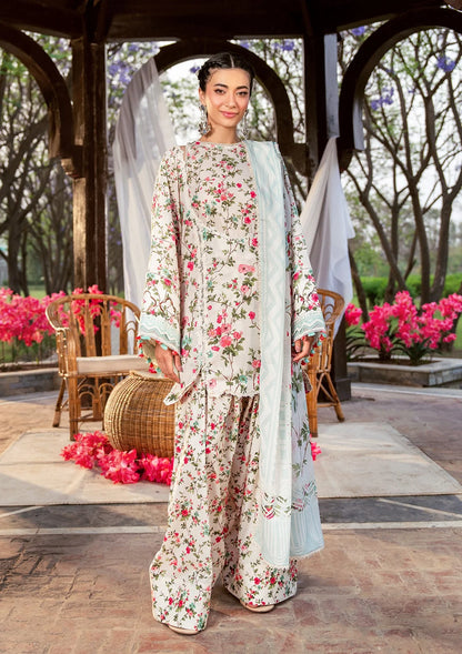 DAY BLOOM DIGITAL PRINTED LAWN FRONT and DIGITAL PRINTED VOILE DUPATTA  ELAF PRINTS COLLECTION 2025.