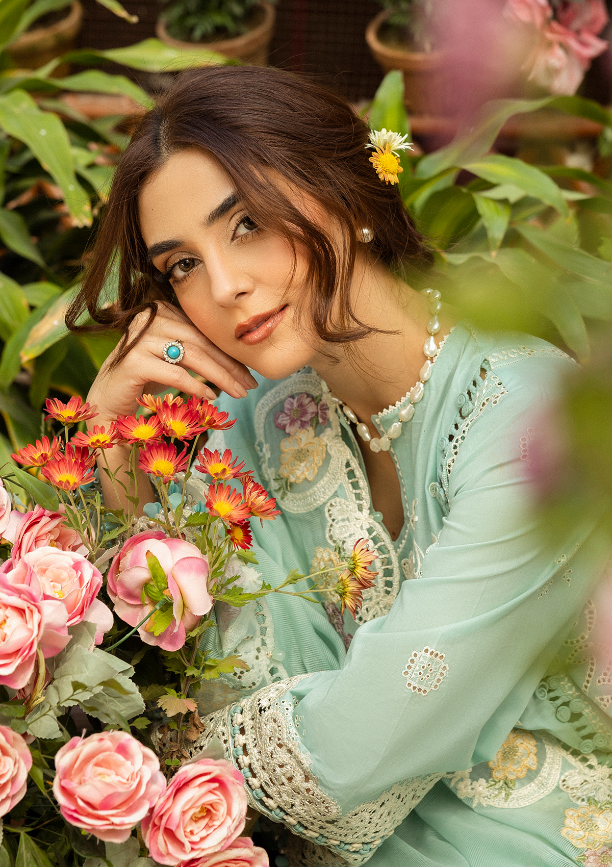 ZARAFSHAN wearing this beautiful dress from ELAF Luxury Lawn 2025.