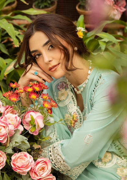 ZARAFSHAN wearing this beautiful dress from ELAF Luxury Lawn 2025.