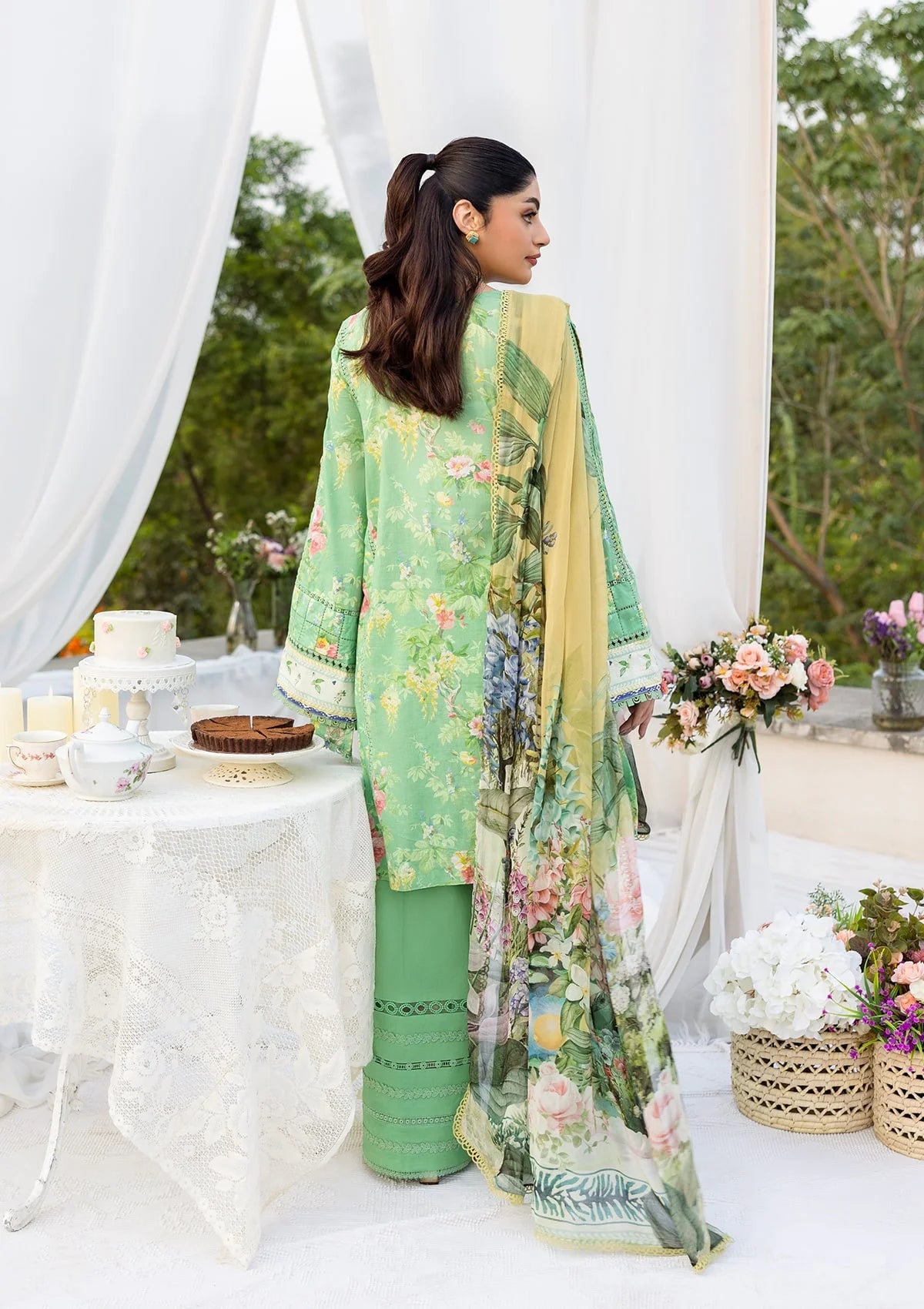 PASTELLE wearing this beautiful dress FROM ELAF PRINTS WITH CHIFFON DUPATTA COLLECTION 2025.