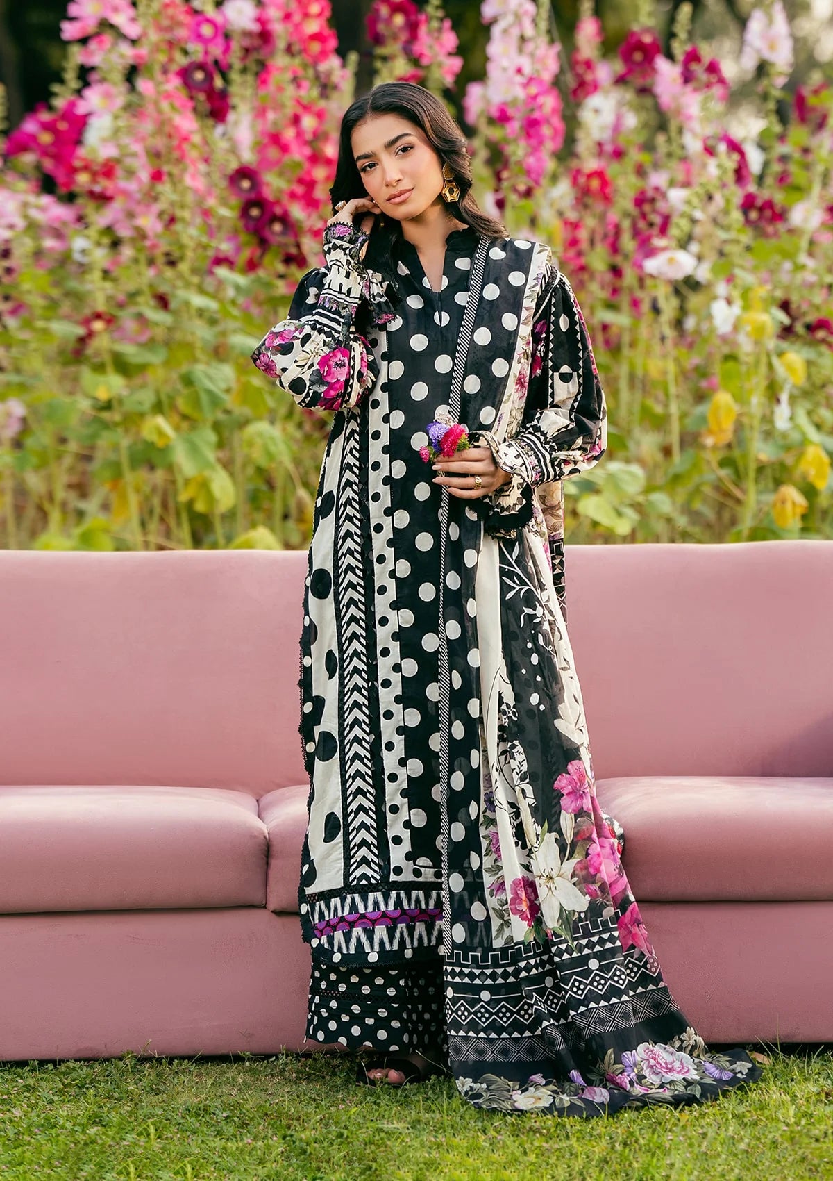 MYSTIC NOIR DIGITAL PRINTED LAWN FRONT and DIGITAL PRINTED VOILE DUPATTA from ELAF PRINTS COLLECTION 2025.