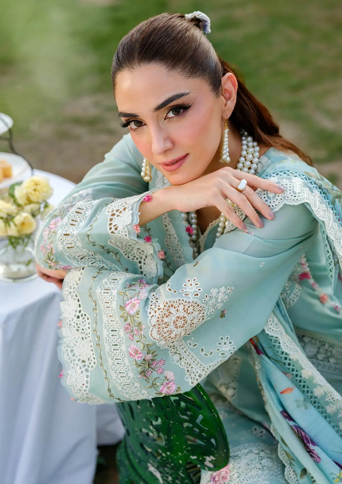 ZOYA in gorgeous EMBROIDERED LAWN LASERWORK SLEEVES from ELAF LUXURY LAWN 2025 VOL 2