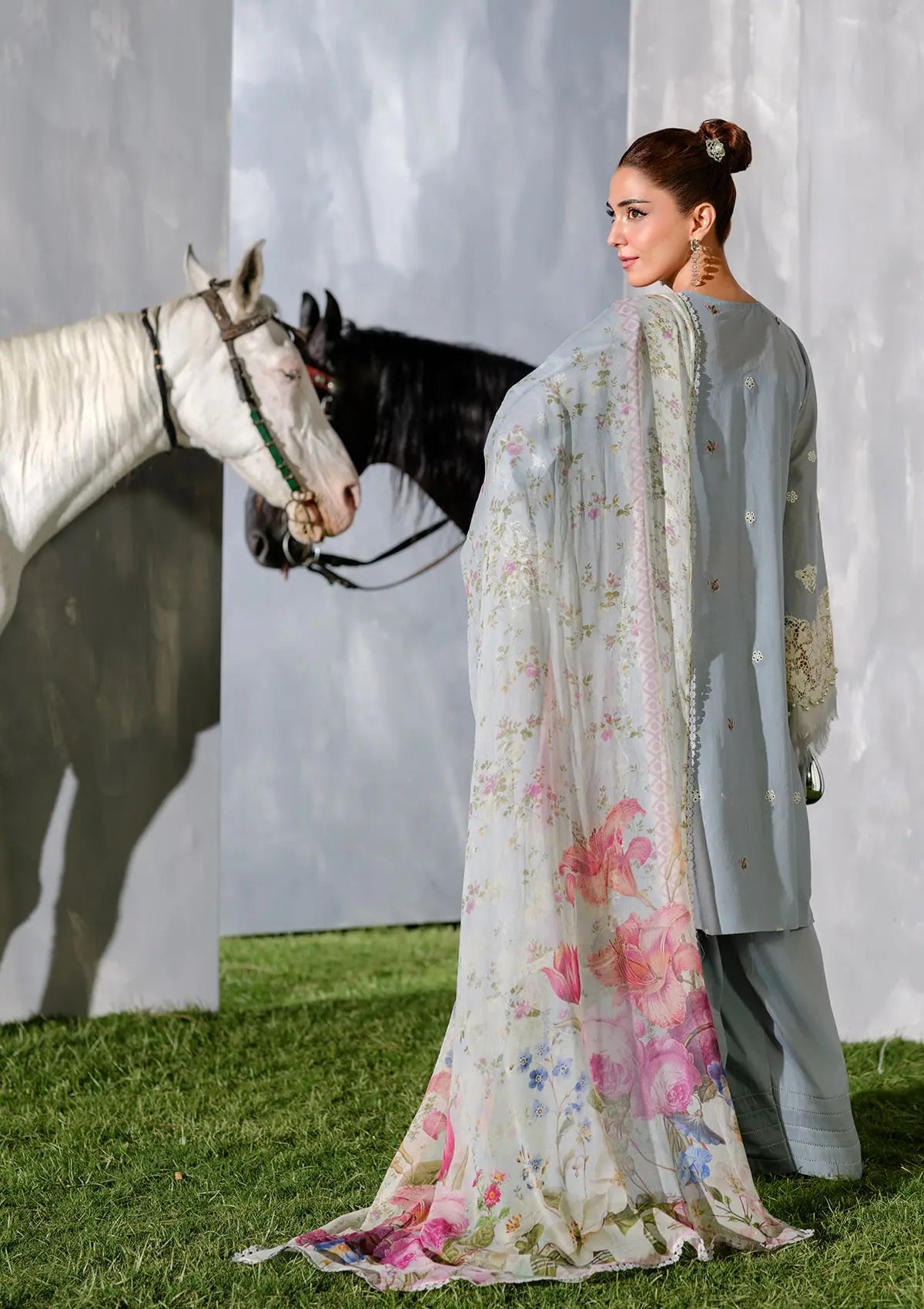 Beautiful DIGITAL PRINTED CHIFFON DUPATTA with light florals into it.