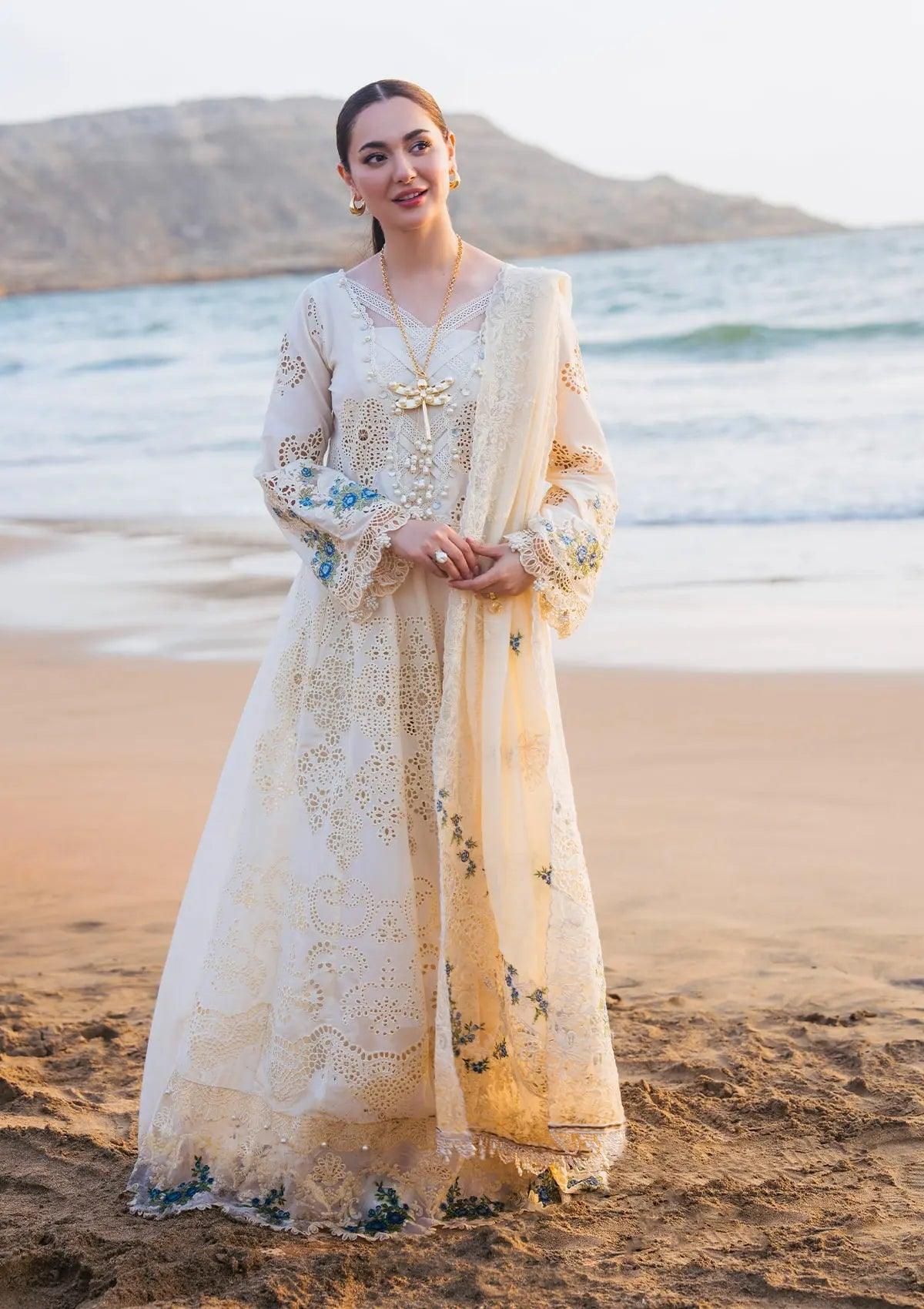 Ayra LuxurySchiffli Lawn and cotton net dupatta from ELAF's 'HAI KUCH' Festive Lawn 2024 Collection.